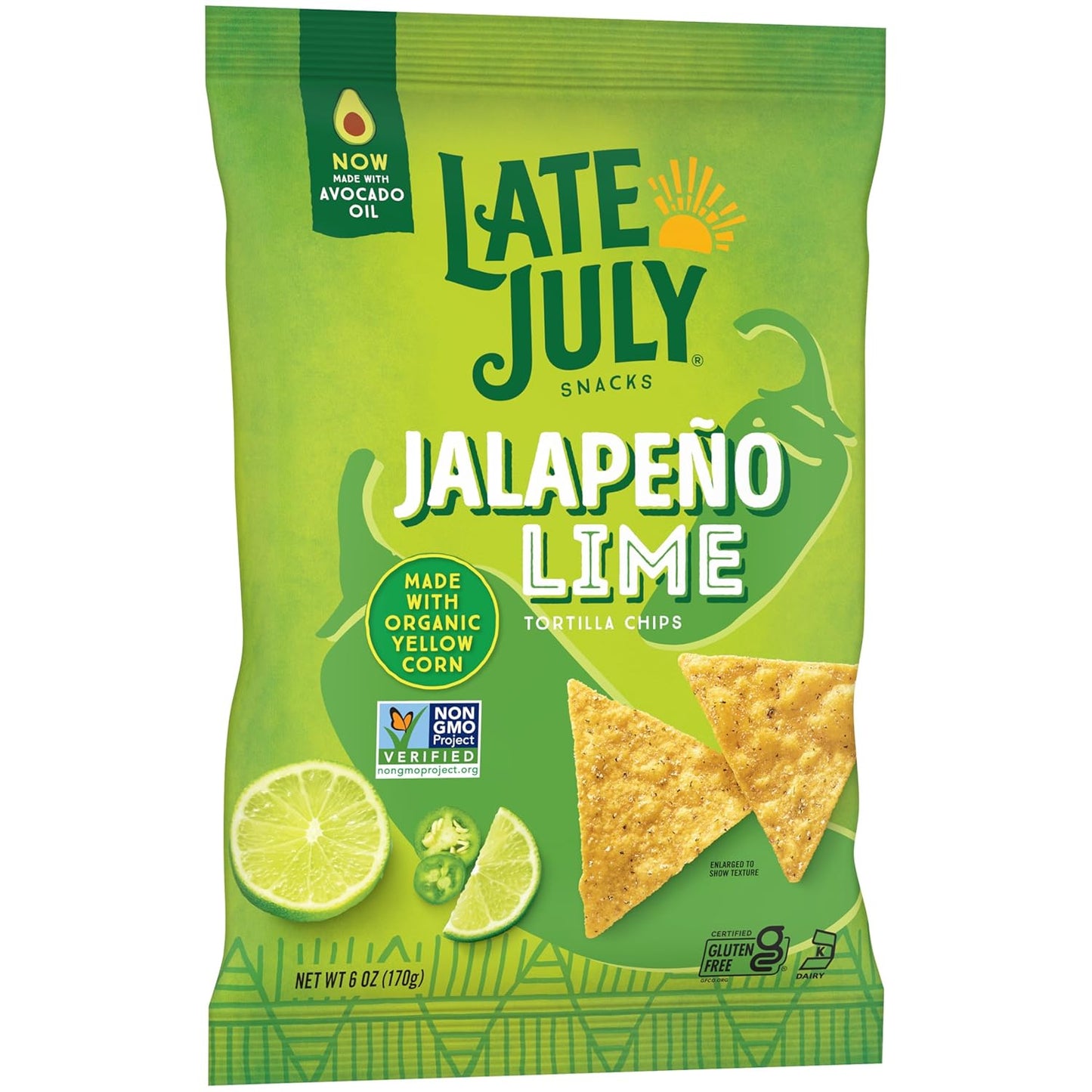 LATE JULY Snacks Jalapeno Lime Tortilla Chips, 6 Oz Bag