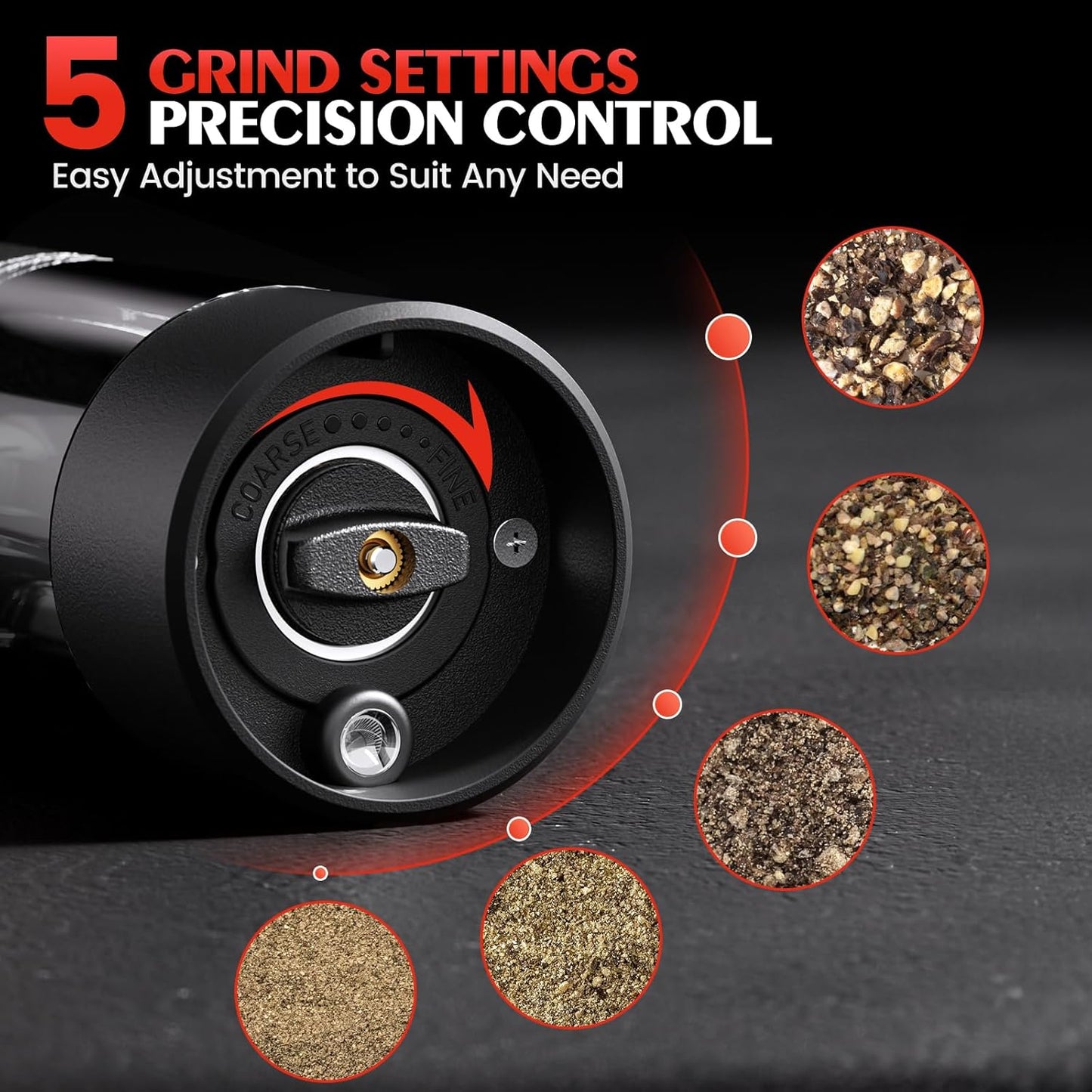 Electric Salt and Pepper Grinder Set Automatic Battery Pepper Mill Shakers Adjustable Coarseness Upgraded Larger Capacity with Led Home and Kitchen Appliances Birthday Gifts for Women