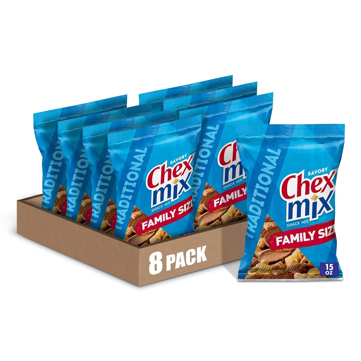 Chex Mix Snack Mix, Traditional Original Recipe, Multipack, Single Serve Snack Bags, 10 Ct, 17.5 oz