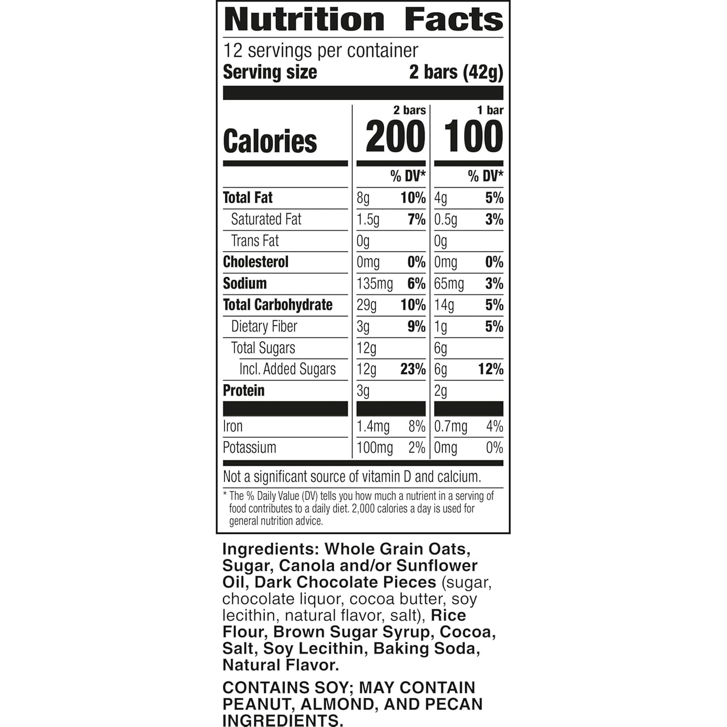 Nature Valley Crunchy Granola Bars, Oats 'N Dark Chocolate, 24 Bars, 17.88 oz (12 Pouches)
