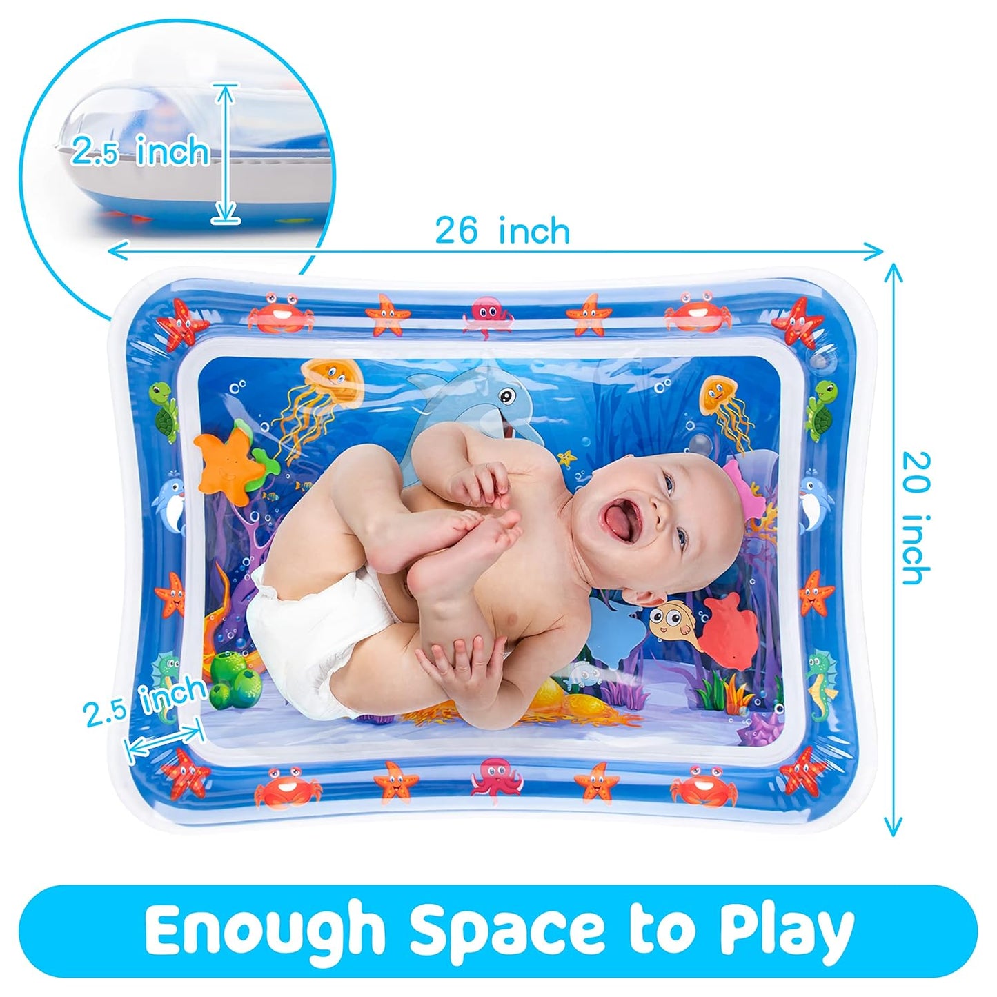 Tummy Time Water Mat for Babies | Inflatable Sensory Play Mat for Infants (3–12 Months), Baby Gift Idea