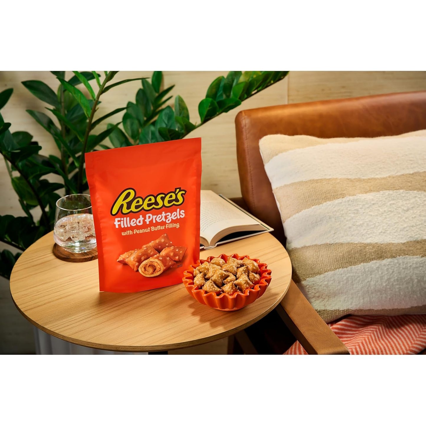 reeses peanut butter filled pretzels, crunchy pretzel nuggets, 18oz jar, sweet and salty snack