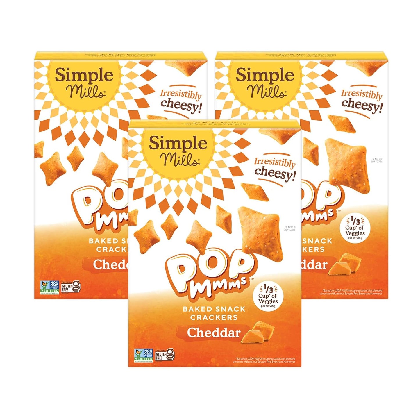 Simple Mills Pop Mmms Cheddar Baked Snack Crackers, Gluten Free, 4 Ounce (Pack of 1)