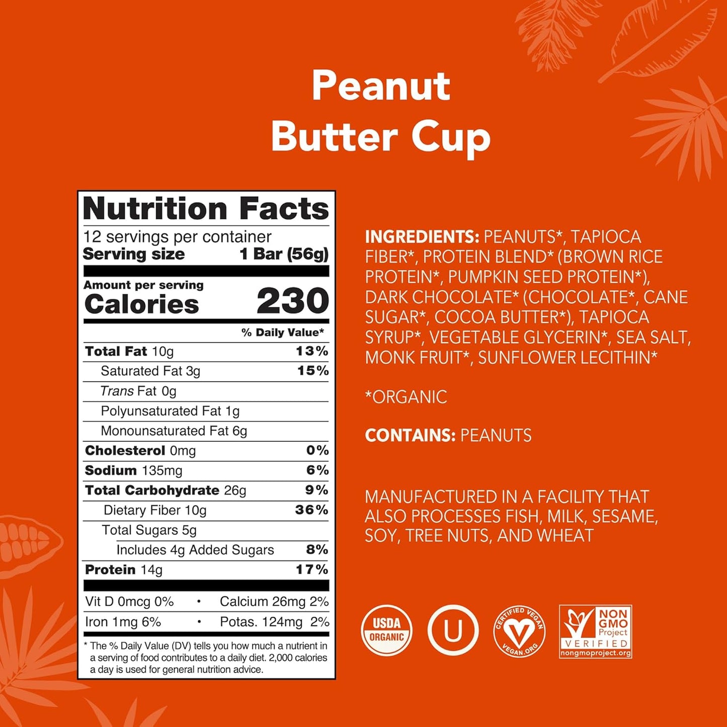 Aloha organic peanut butter cup protein bars 12-pack vegan low sugar gluten-free non-gmo