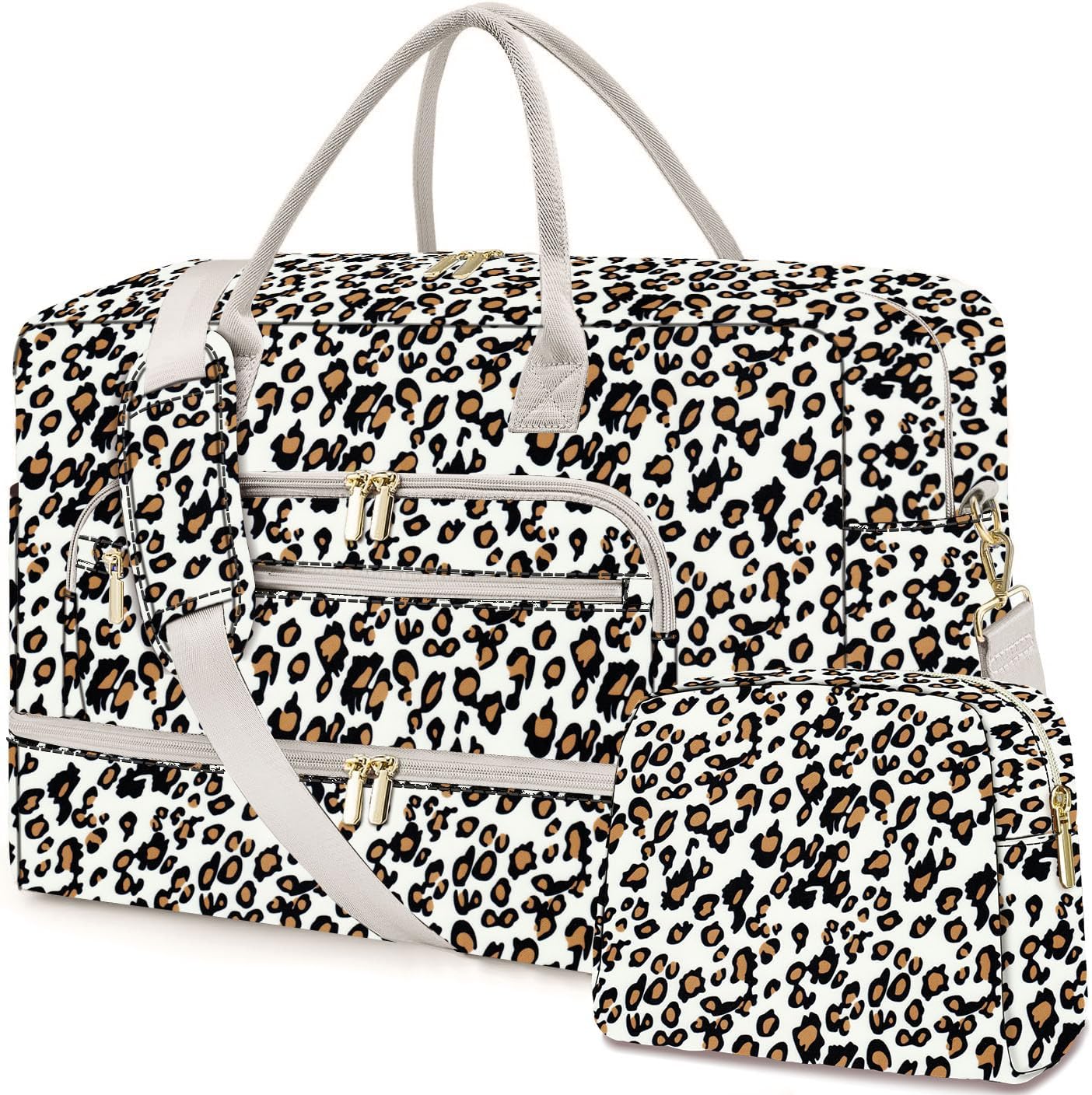 LUOCIP Large Women Travel Duffle Bag, Carry on Bag with Wet Toiletry Pocket for Overnight, Weekend, Yoga, Gym, Business Trips, Sport and Hospital, Black