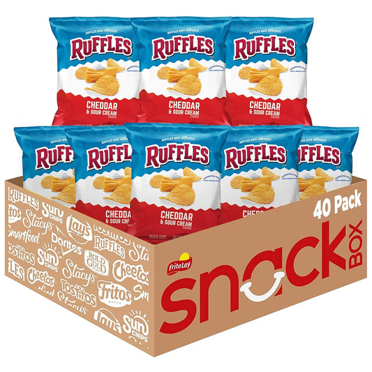 Ruffles Potato Chips, Cheddar Sour Cream, 1oz (40 Count)
