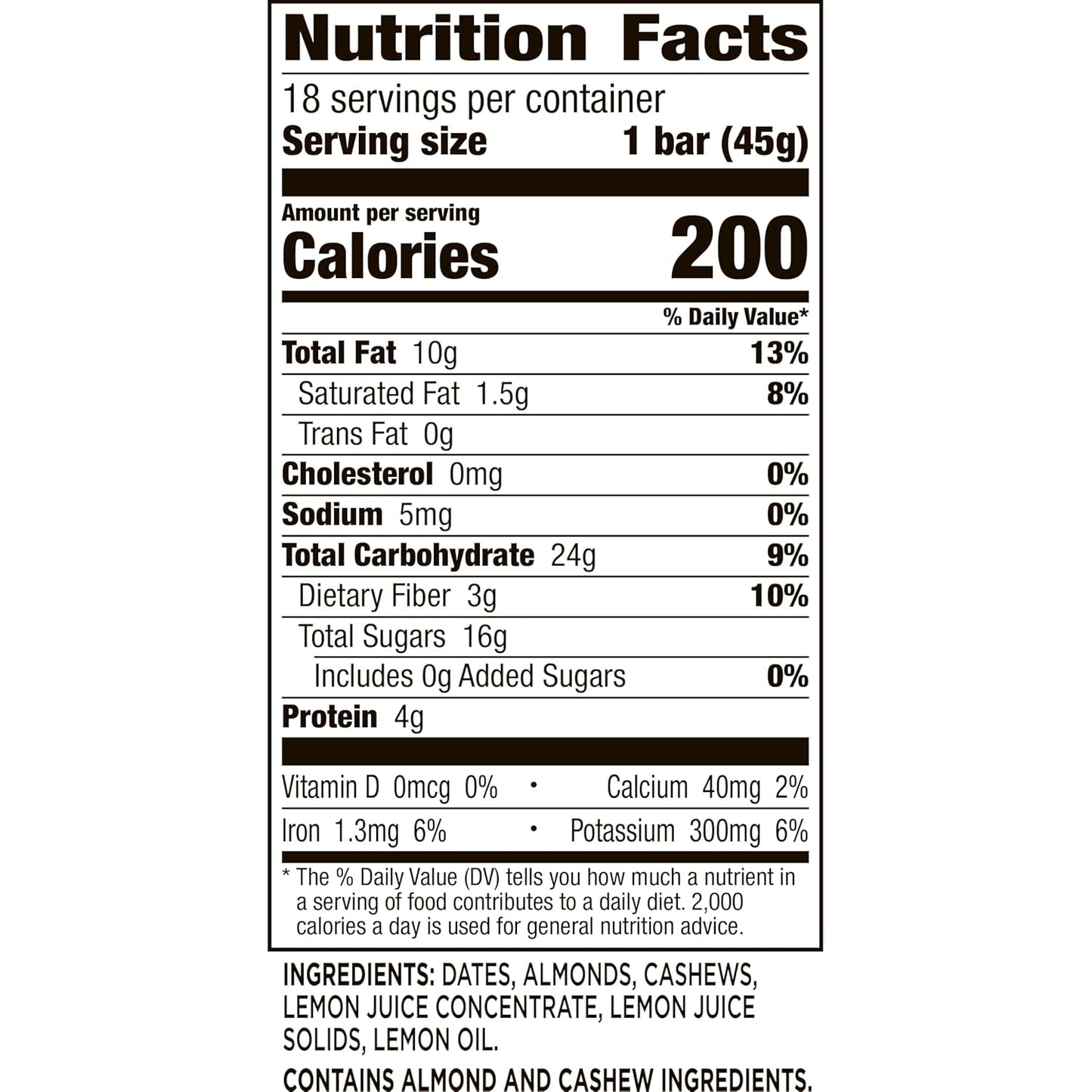 Larabar Lemon Bar Fruit and Nut Bars, Gluten Free and Vegan, 28.8 oz, 18 Ct