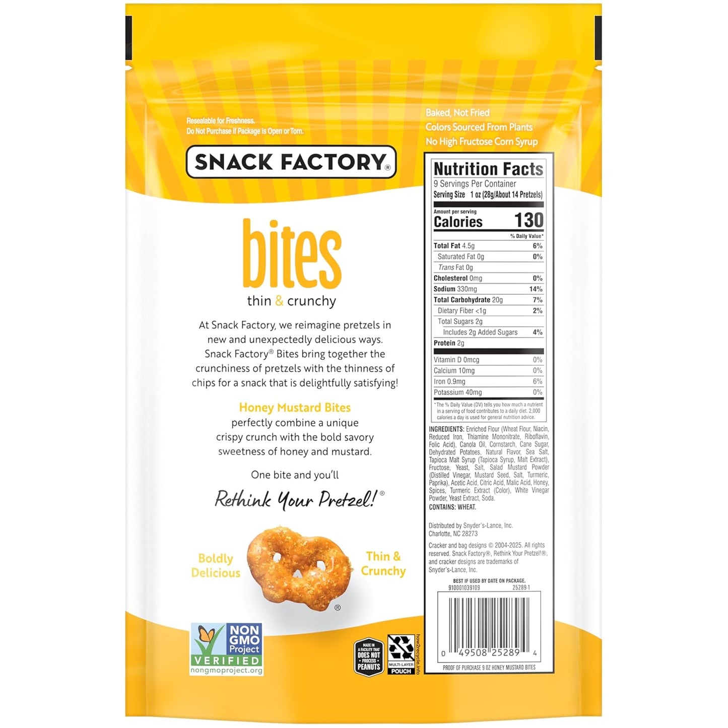 Snack Factory Honey Mustard Bites, 9 Oz Bag