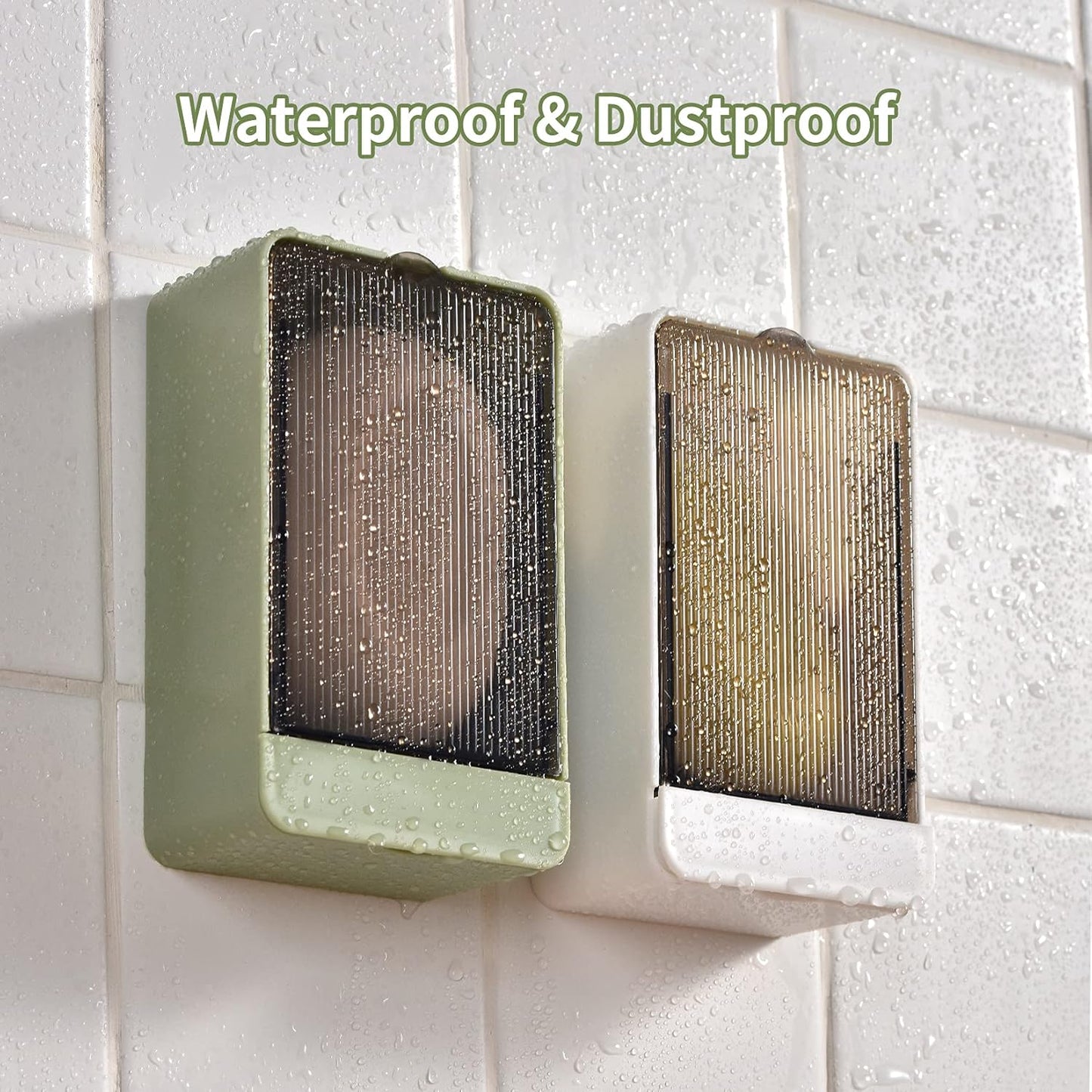 Soap Holder Dish Shower, 2 Pack Bar Soap Holder with Drainage, Self Draining Soap Holder, Wall Mounted Soap Box Tray Container for Bathroom, Bathtub Kitchen Sink, No Drilling, 4 Adhesive Include