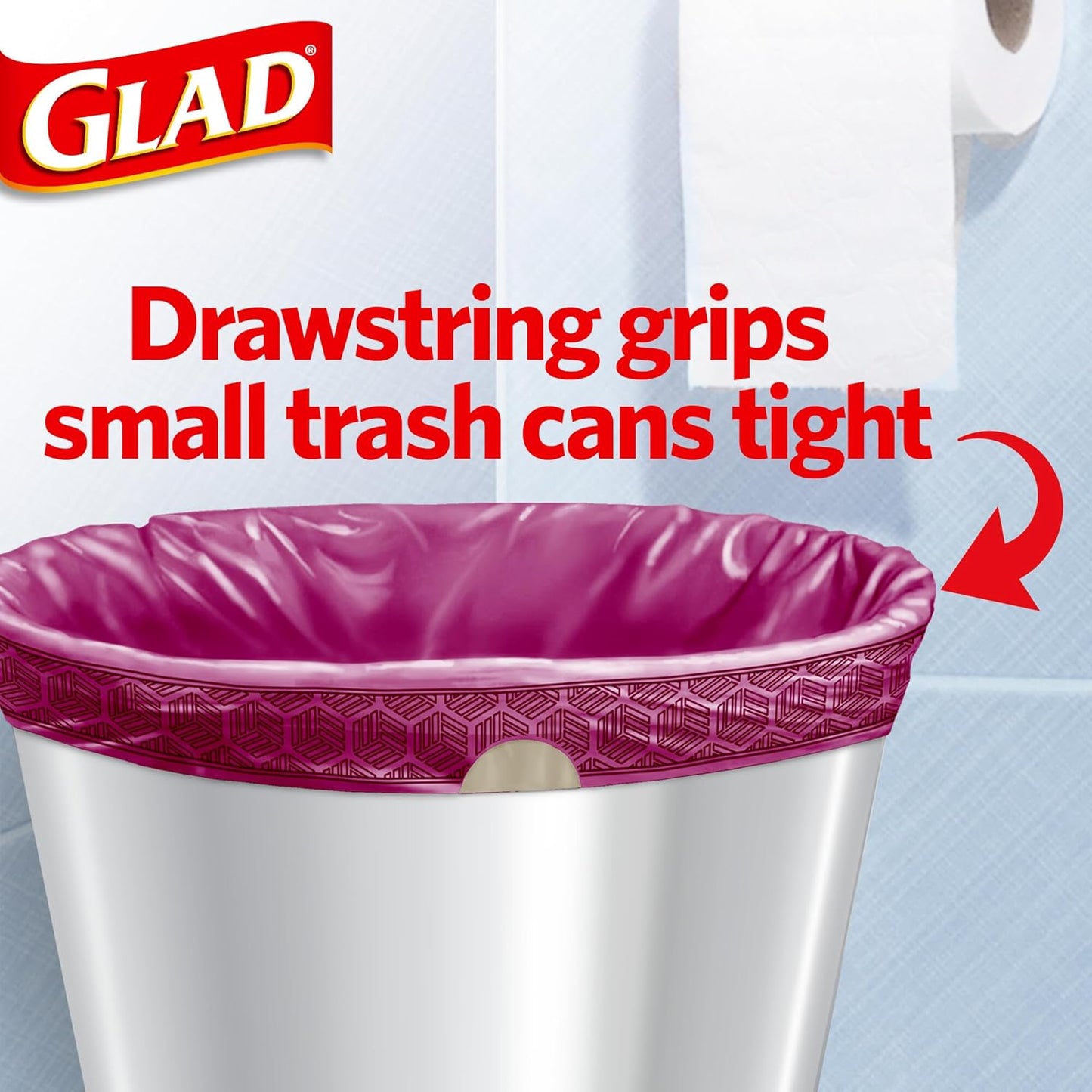 Glad Small Trash Bags 4 Gallon, Febreze Cherry Blossom Garbage Bags, Odor Resistant with Drawstring, 34 Count
