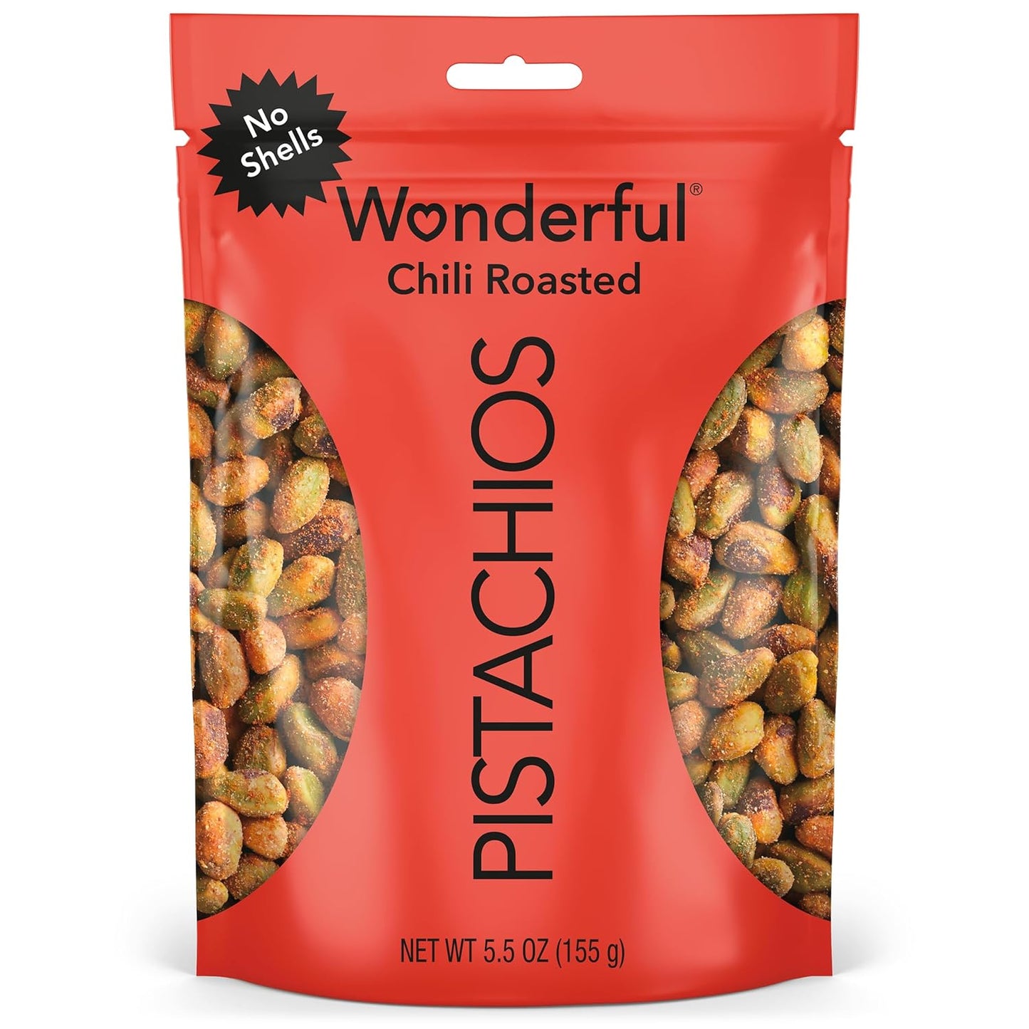 Wonderful Pistachios No Shells, Chili Roasted Nuts, 11 Ounce Resealable Bag, Protein Snacks, Gluten Free College Snacks, Healthy Snacks for Adults