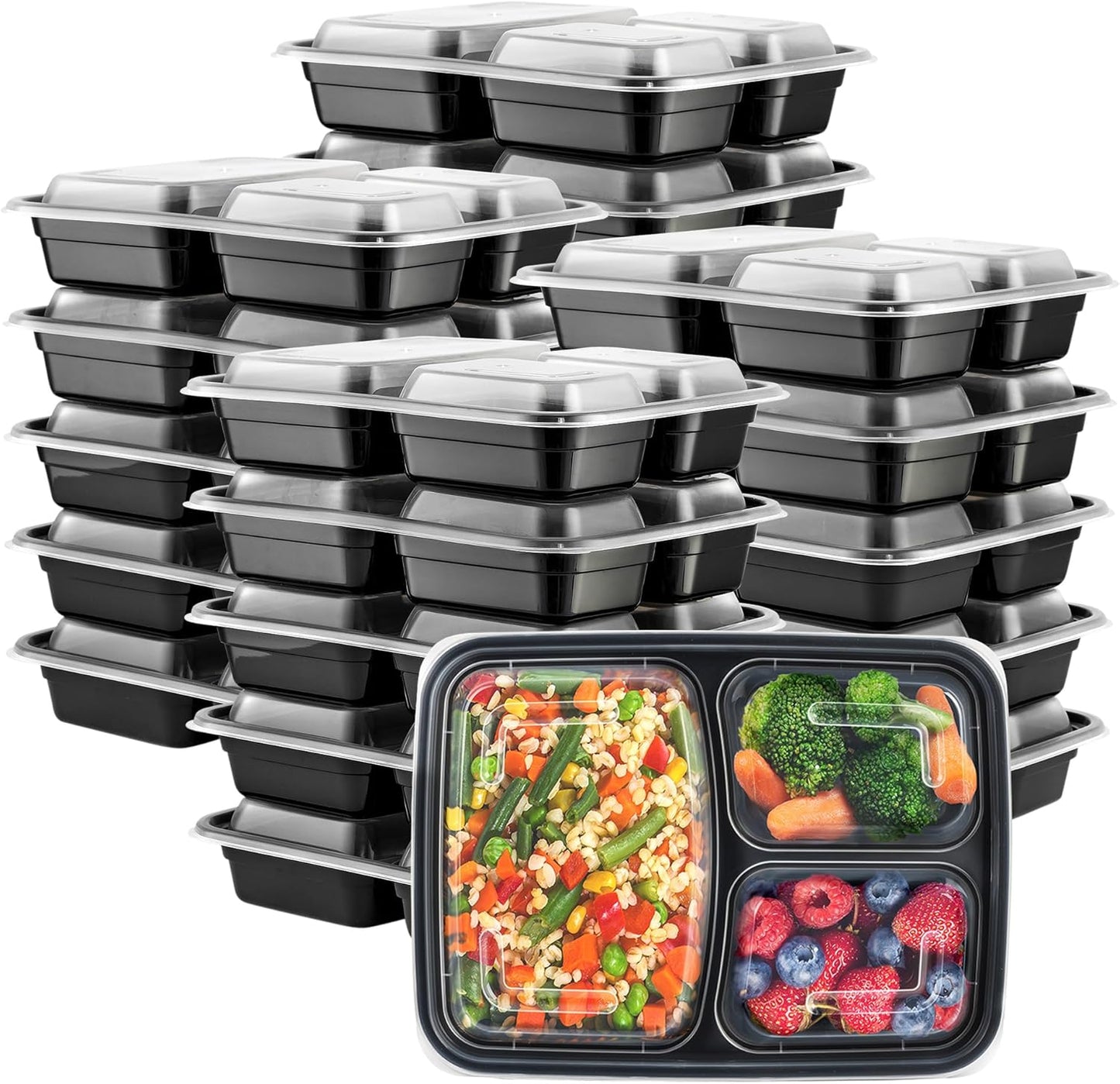 GUSTO [12 oz - 50 Count 1-Compartment Meal Prep Containers with Lids – Reusable, Microwaveable, Dishwasher & Freezer Safe, BPA-Free Food Storage Boxes for Portion Control (Formerly Comfy Package)