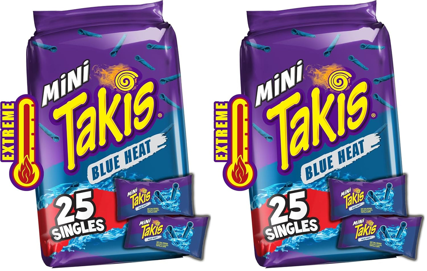 Takis Fuego Mini 25 pc / 1.23 oz Bite Size Multipack, Hot Chili Pepper & Lime Flavored Extreme Spicy Rolled Tortilla Chips