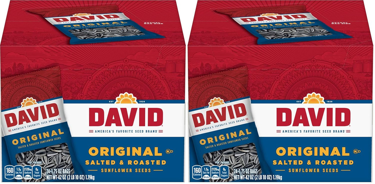 DAVID Sunflower Seeds, Original Flavor, 1.75 oz. (Pack of 24)