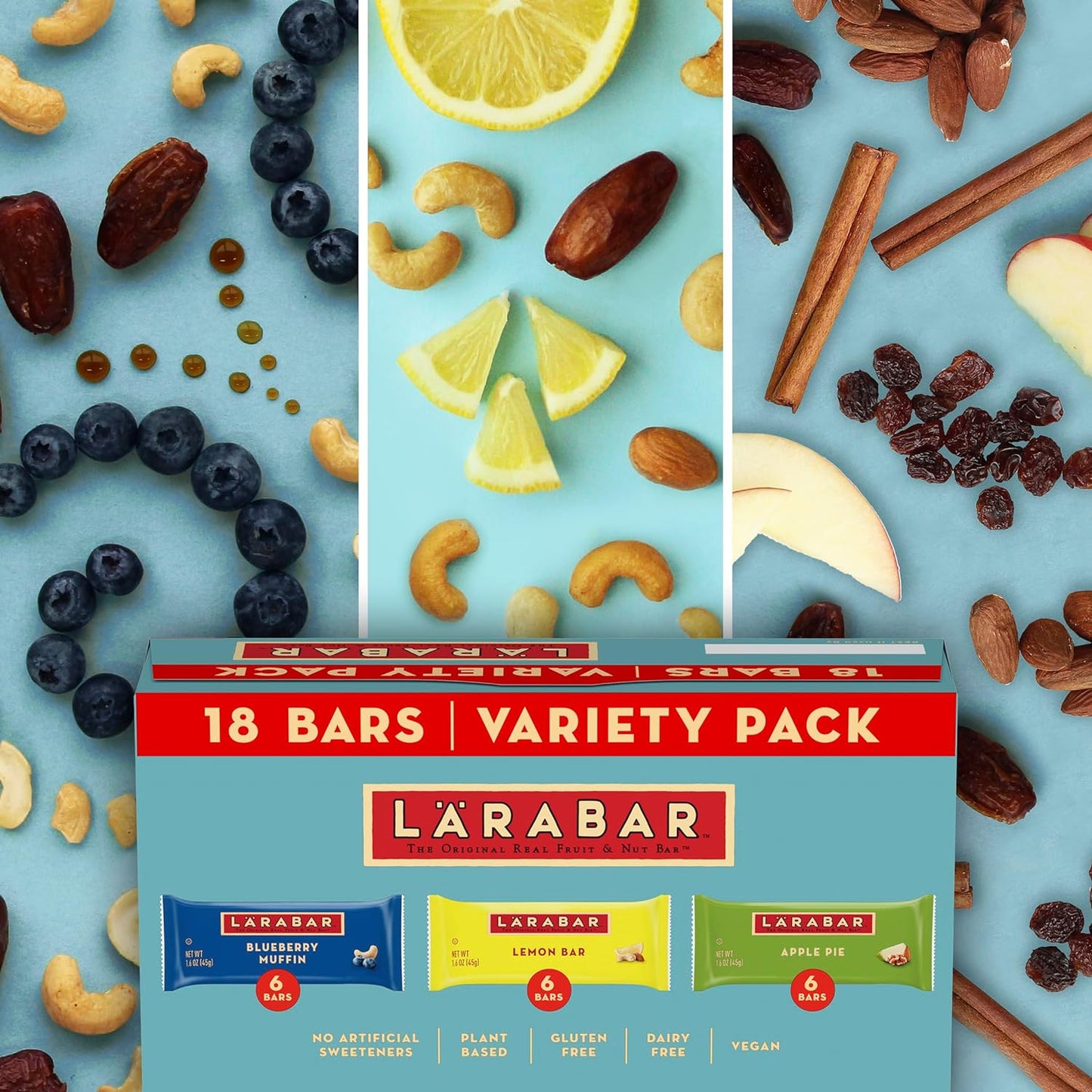 Larabar Fruit and Nut Bars Variety Pack, Gluten Free and Vegan, 28.8 oz, 18 Ct