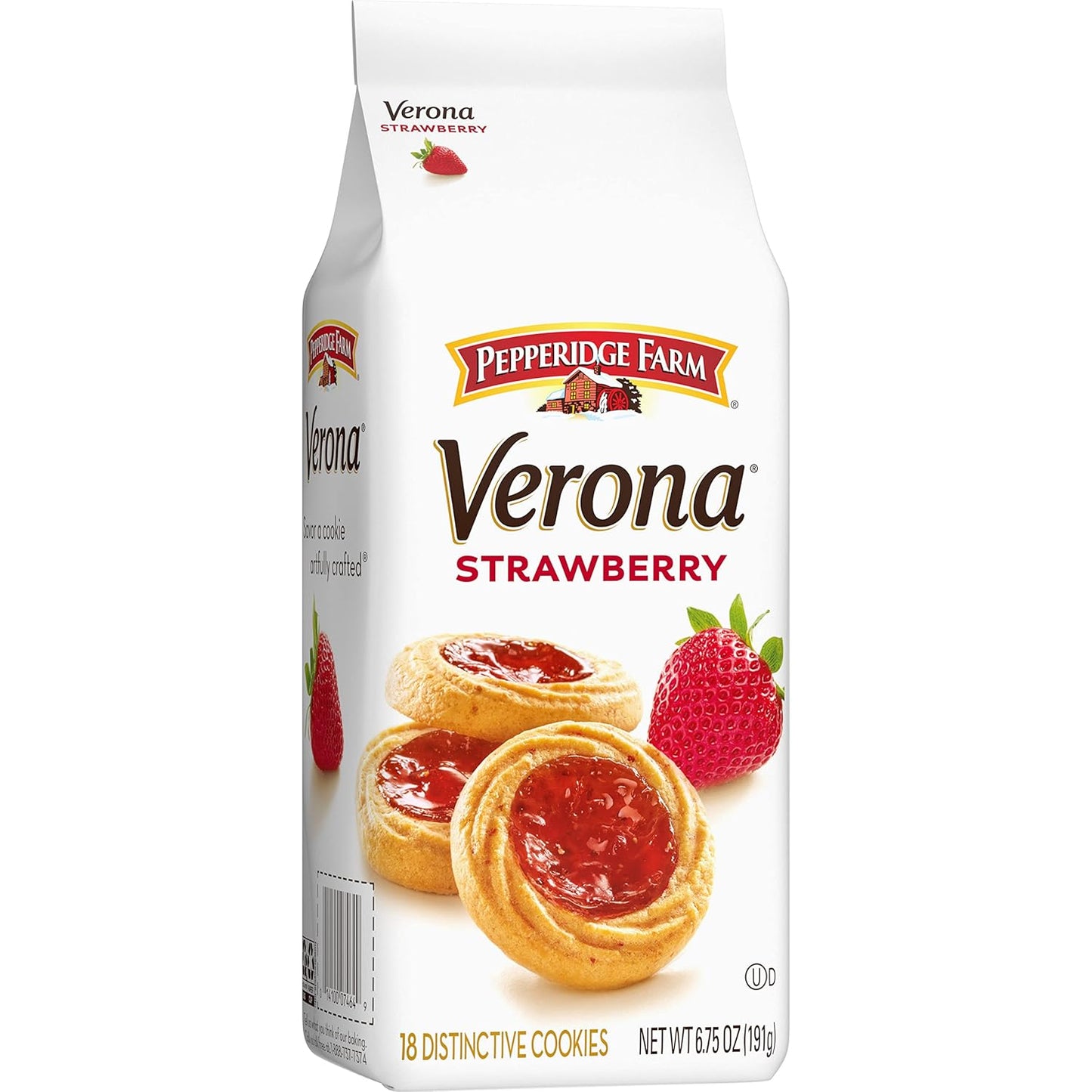 Pepperidge Farm Verona Strawberry Thumbprint Cookies, 6.75 OZ Bag, 18 Crispy Shortbread Cookies