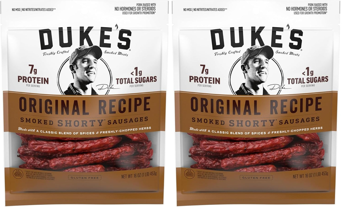 Duke's Pork Original Smoked Shorty Sausages, 7g Protein Per Serving, 16 oz.