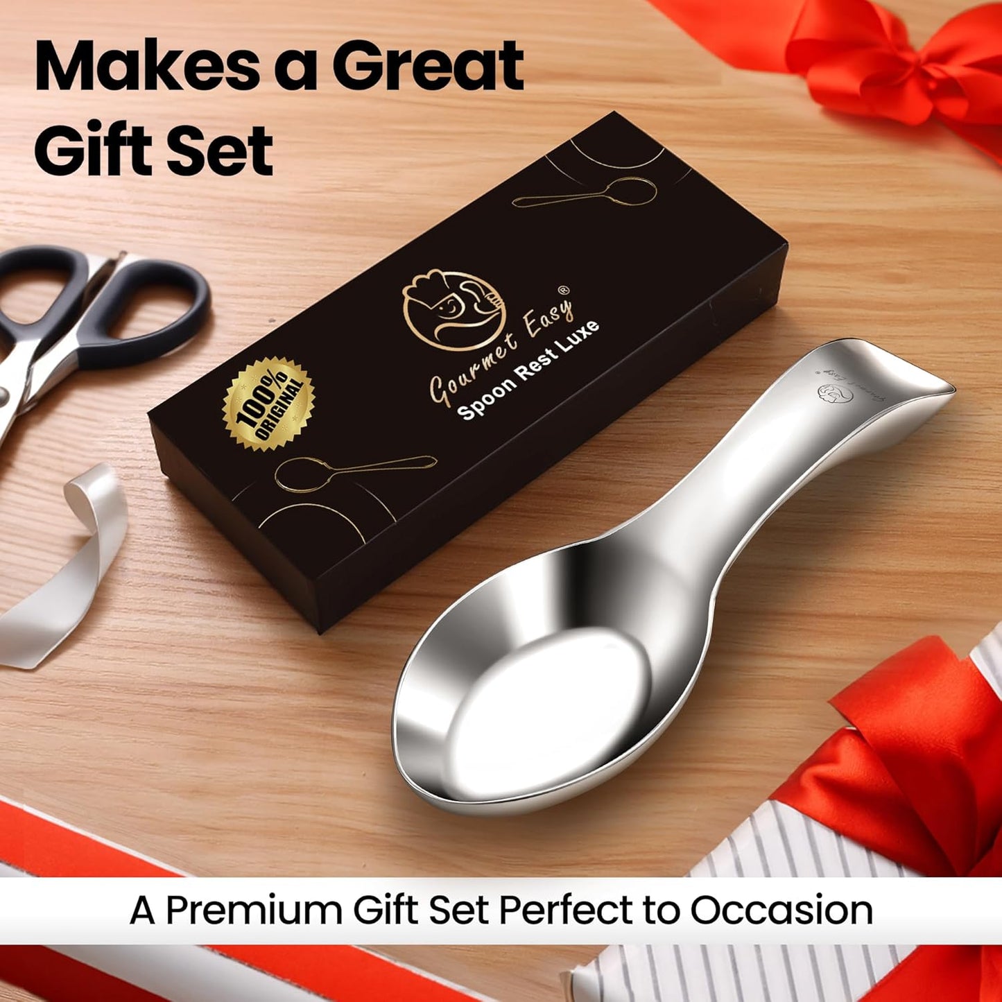 Break-Proof Kitchen Spoon Rest for Stove Top – Premium Stainless Steel Spoon Holder for Kitchen Counter – Mirror-Polished, Heavy-Duty with a Luxury Look – Dishwasher Safe & 5-Year Warranty