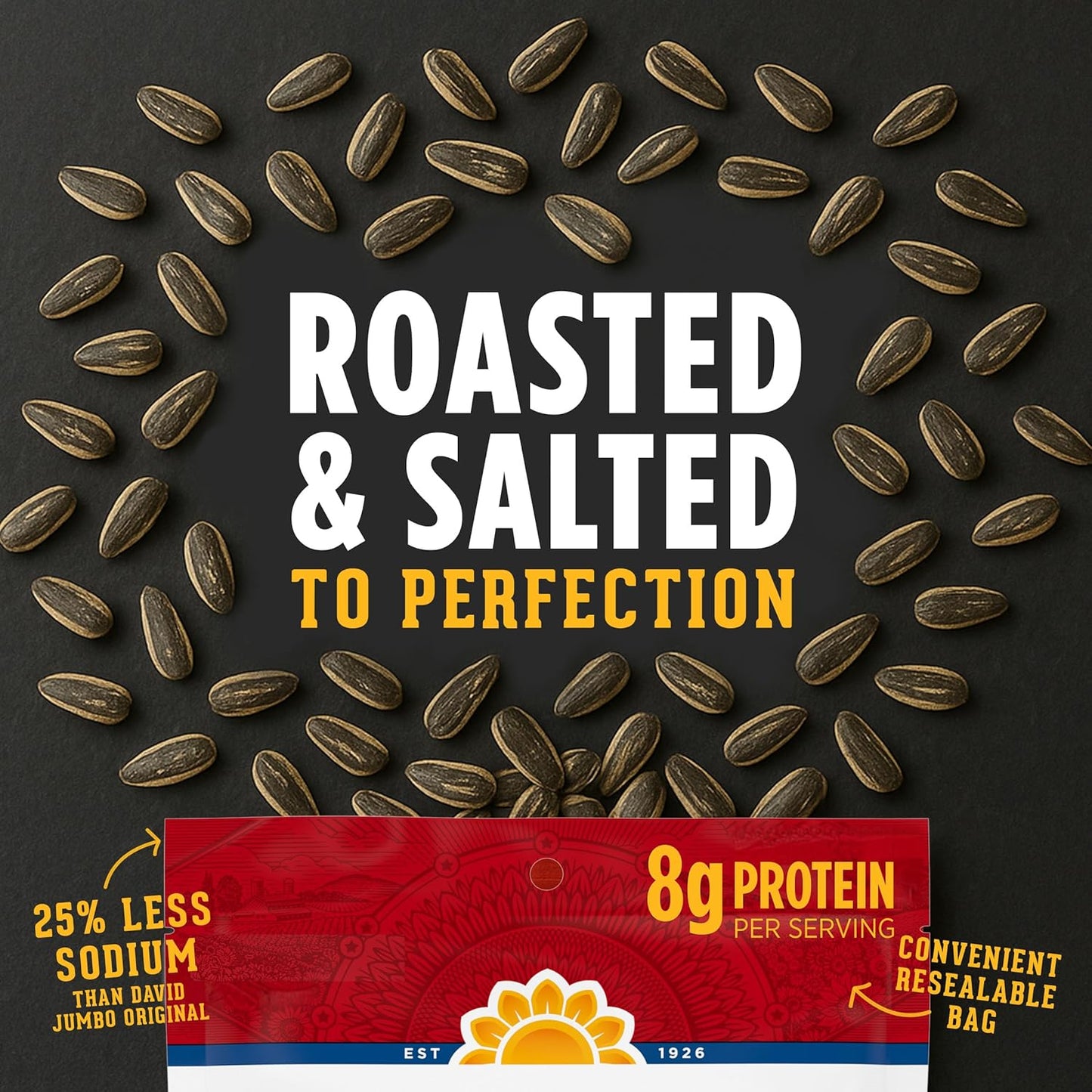 DAVID Reduced Sodium Sunflower Seeds, Original Flavor, 16 oz.