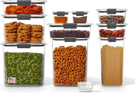 Rubbermaid Brilliance Pantry 10 Piece Set, Clear and Airtight Food and Pantry Storage Containers