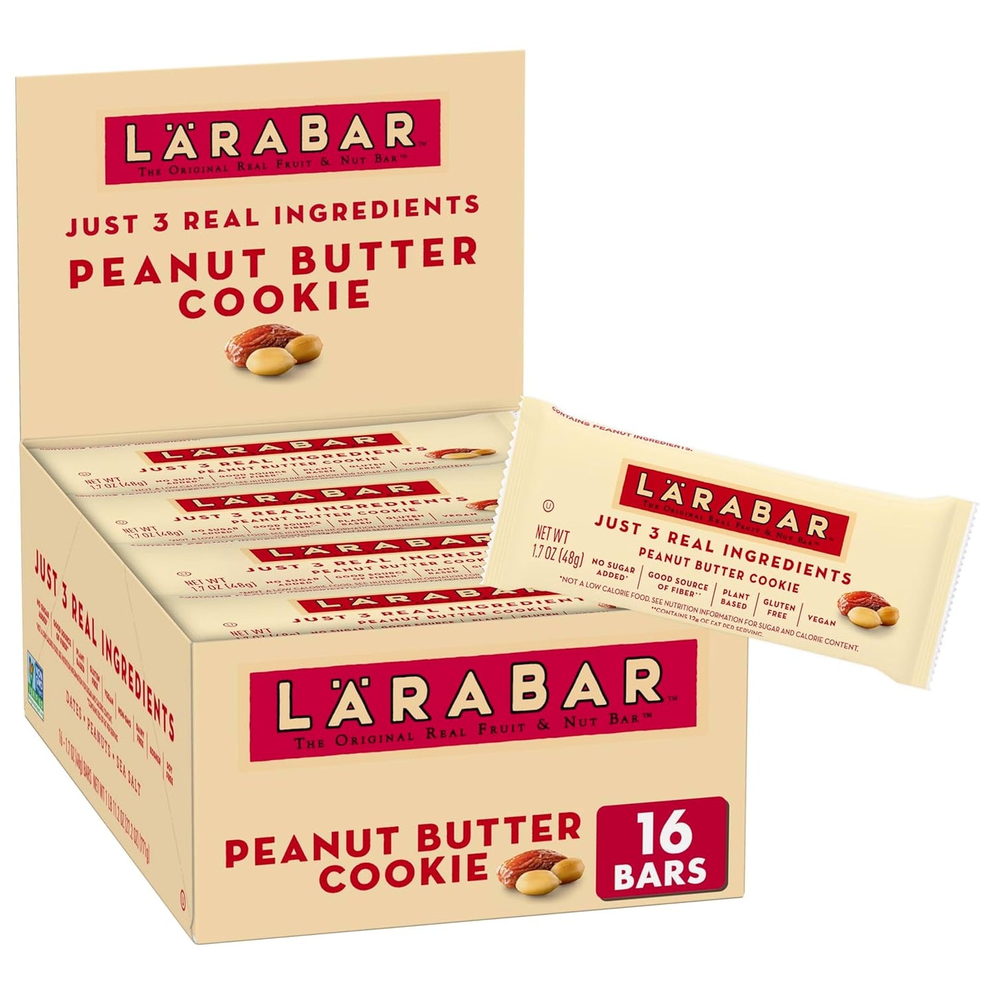 Larabar Peanut Butter Cookie, Fruit and Nut Bars, Gluten Free and Vegan, 16 Ct, 27.2 oz