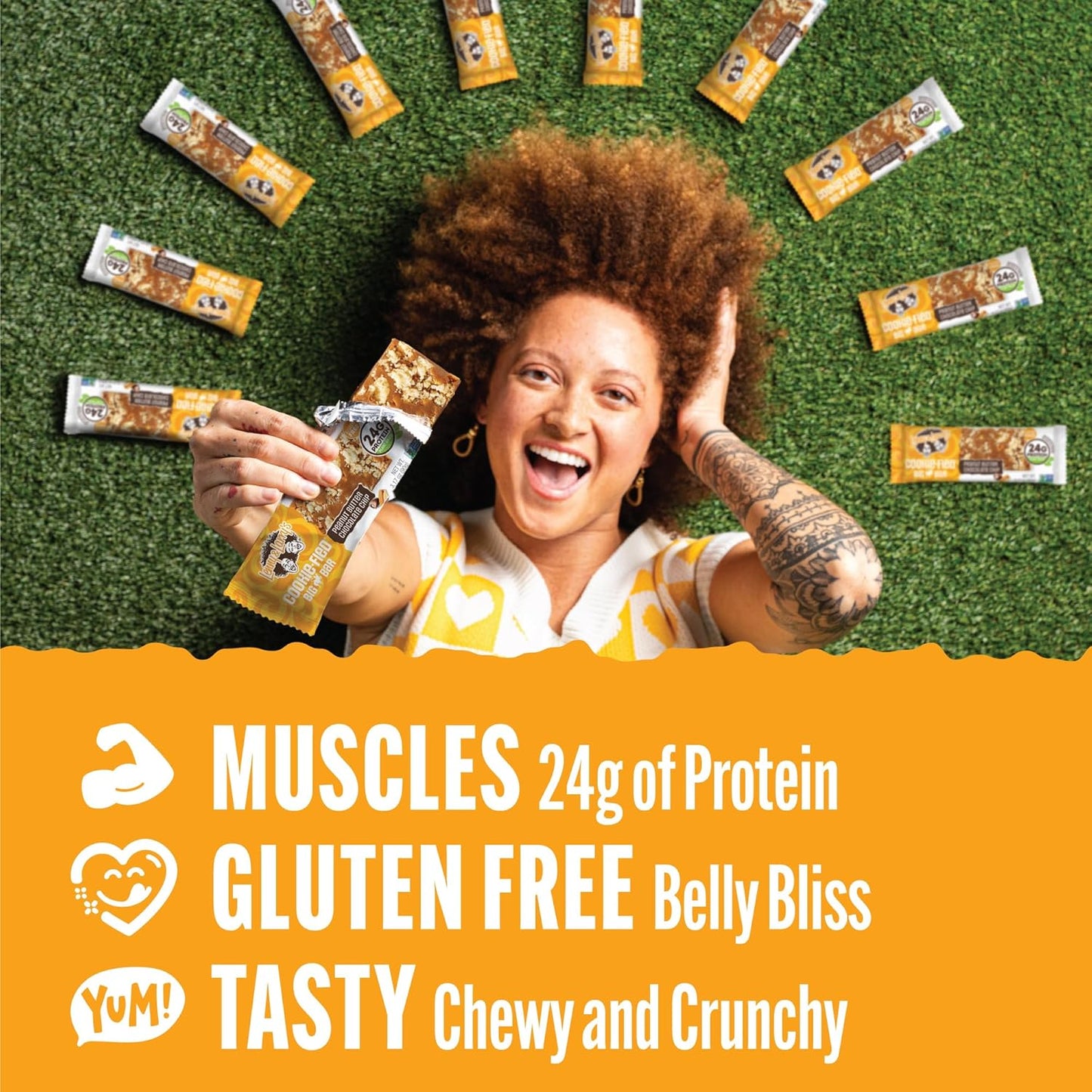 Lenny & Larry's Cookie-fied BIG BAR – Peanut Butter Chocolate Chip Vegan Protein Bars 12x90g – Healthy Snacks, 24g Plant Protein & 10g Prebiotic Fiber – Gluten-Free Power Bar & Vegan