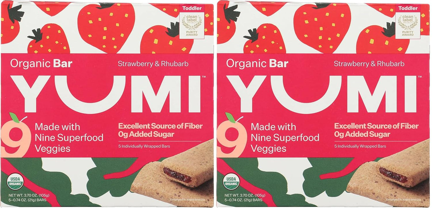Yumi, Bars Toddler Strawberry Rhubarb Organic, 3.7 Ounce