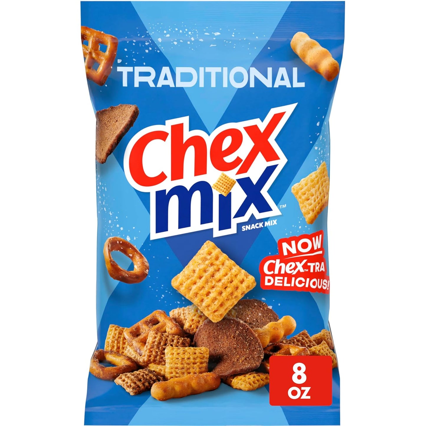 Chex Mix Traditional Original Recipe Snack Mix, Savory Snack Bag, Family Size, 13.5 oz