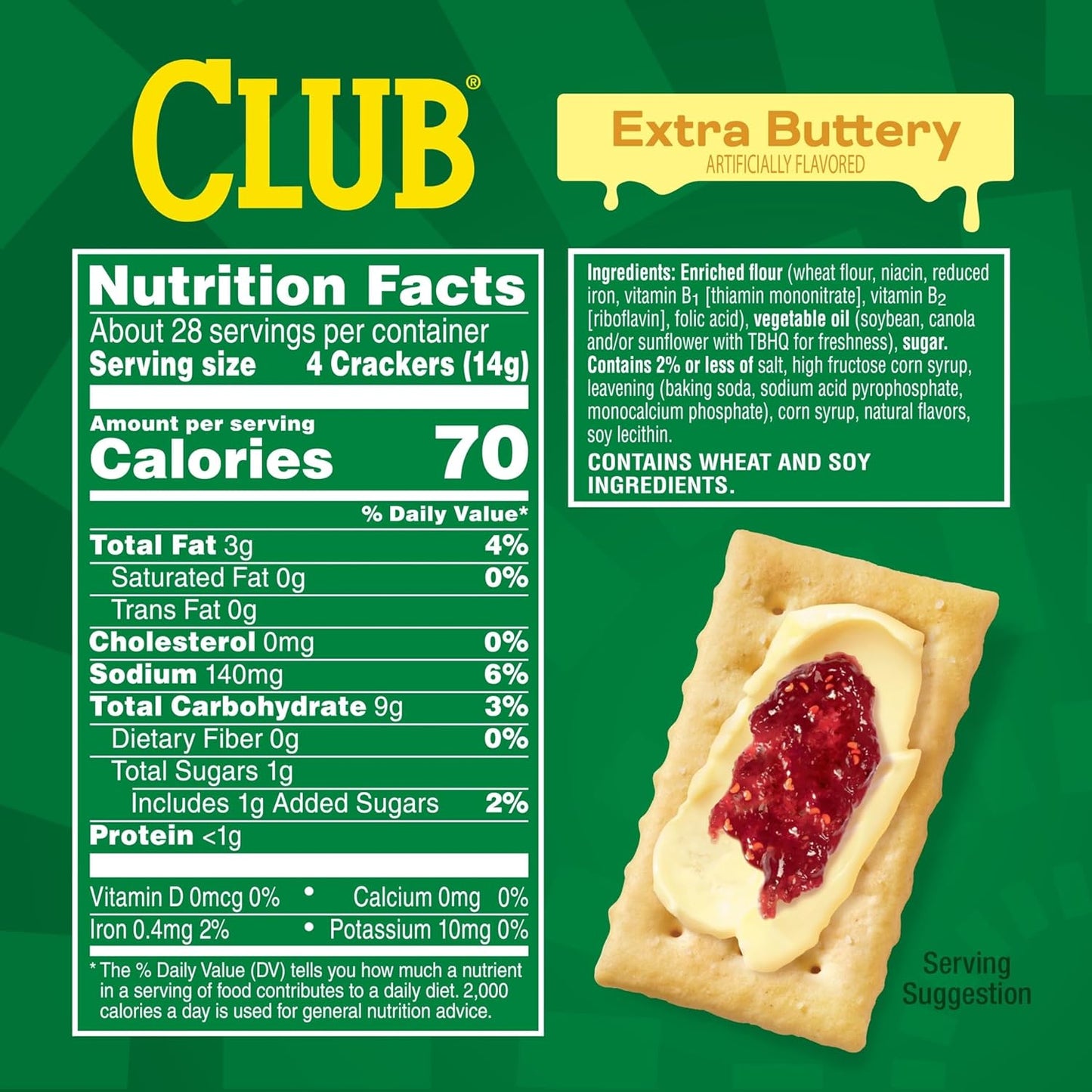 Club Crackers, Lunch Snacks, Snack Crackers, Extra Buttery, 13.7oz Box (1 Box)