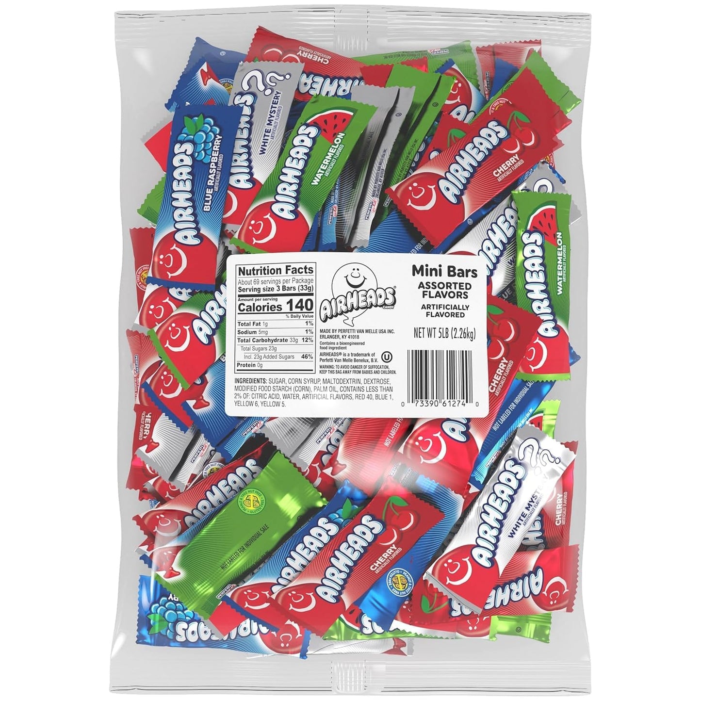 Airheads Mini SOURS Candy Bars, Sour Watermelon Punch, Blue Blast, and Lemon Berry Squeeze 12oz Variety Bag