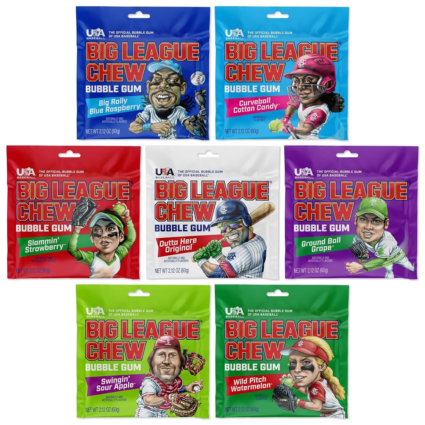 Big League Chew Bulk Variety Pack of 7 – Classic Baseball Bubble Gum Bulk with 7 Flavors for Teams and Parties, Dugout Snacks & Gifts – Nostalgic Candy Bubblegum