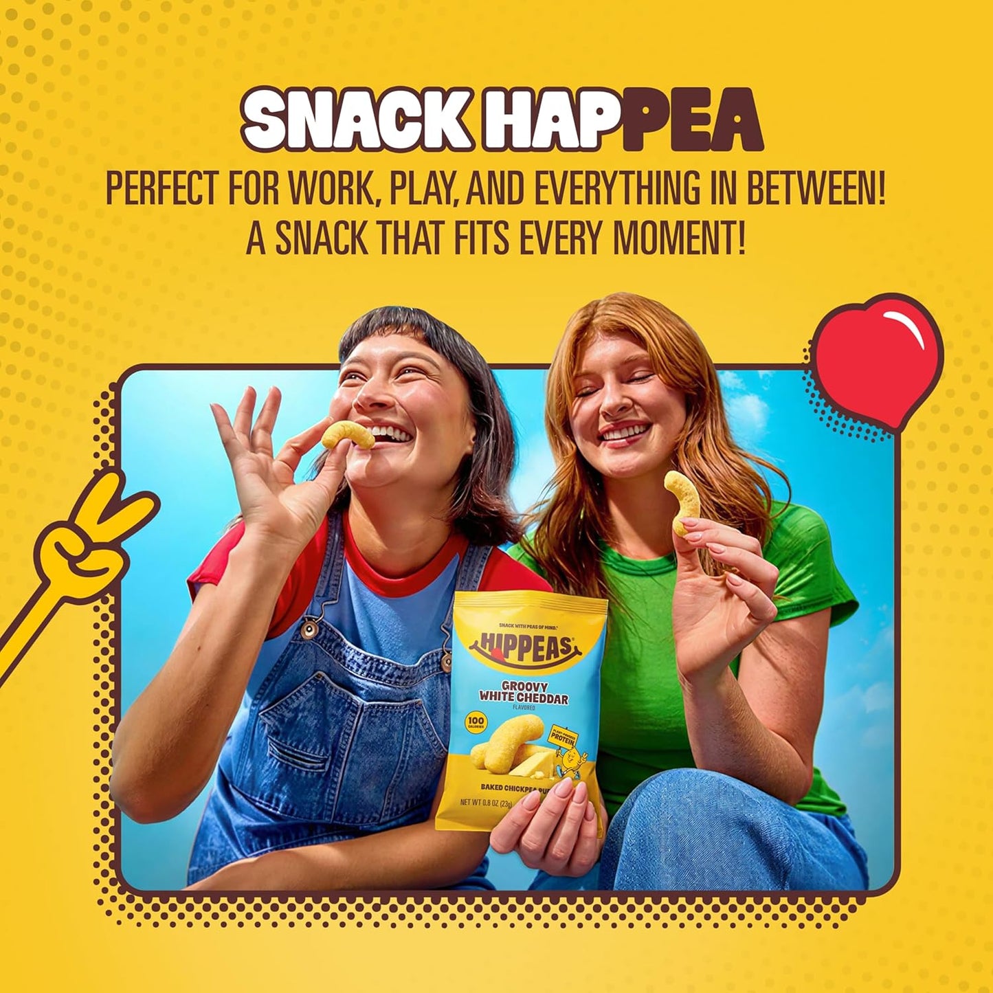 Hippeas Chickpea Puffs, Variety Pack, Groovy White Cheddar, Jalapeño Cheddar, All Dressed, 30 x 0.8 oz, Baked Crunchy Chickpea Snacks, 3g Plant Protein, 2g Fiber & 50% Less Fat, Dairy & Gluten Free