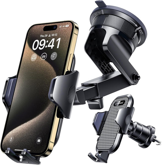 [2025 True Military-Grade] Car Phone Holder VANMASS [Upgraded Strongest Suction & Clip] Cell Phone Mount for Dashboard Windshield Vent Wall,Truck Cradle Stand for iPhone 17 Pro Max 16 15 14 13 Android