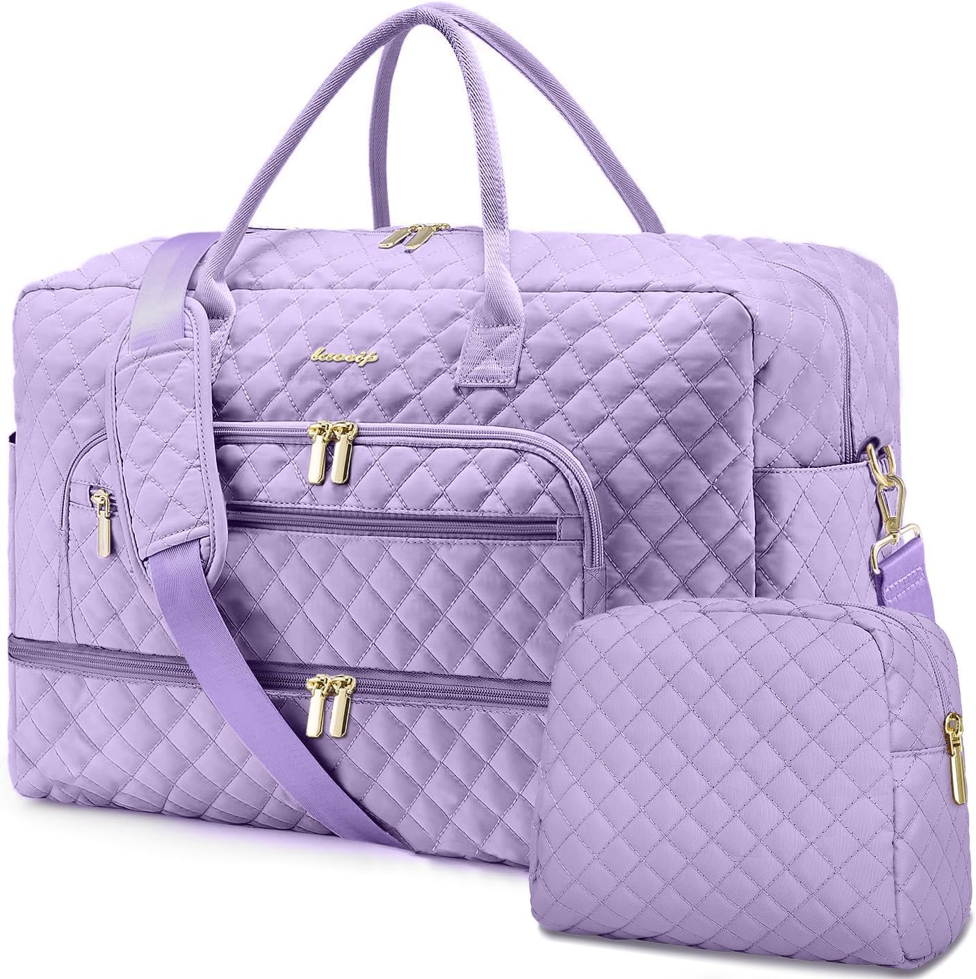 LUOCIP Large Women Travel Duffle Bag, Carry on Bag with Wet Toiletry Pocket for Overnight, Weekend, Yoga, Gym, Business Trips, Sport and Hospital, Black