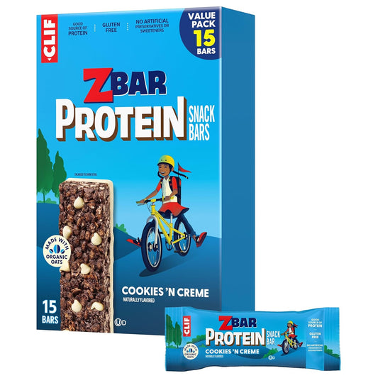 Zbar Protein Cookies 'N Creme Crispy Snack Bars, 15-pack, made with organic oats, non-GMO, 5g protein, gluten free