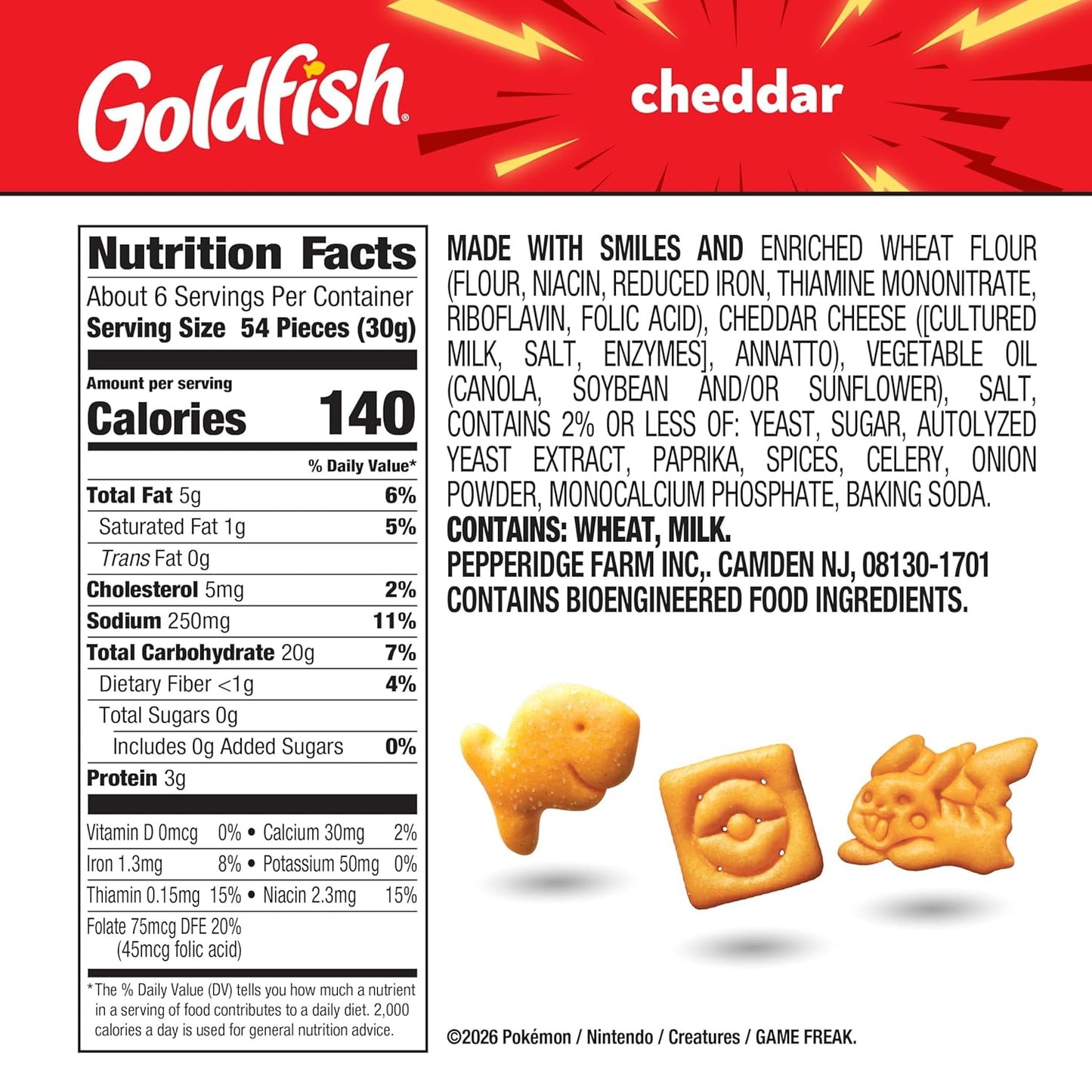 Goldfish Pokémon Cheddar Cheese Crackers, 6.6 Oz Bag