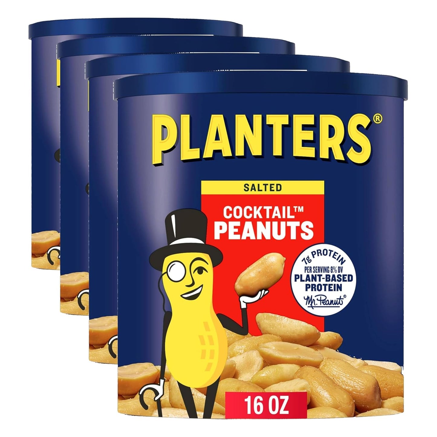 PLANTERS Salted Peanuts, Dry Roasted Peanuts, Party Snacks, Plant Based Protein, Snacks For Adults, 16oz (1 Jar)