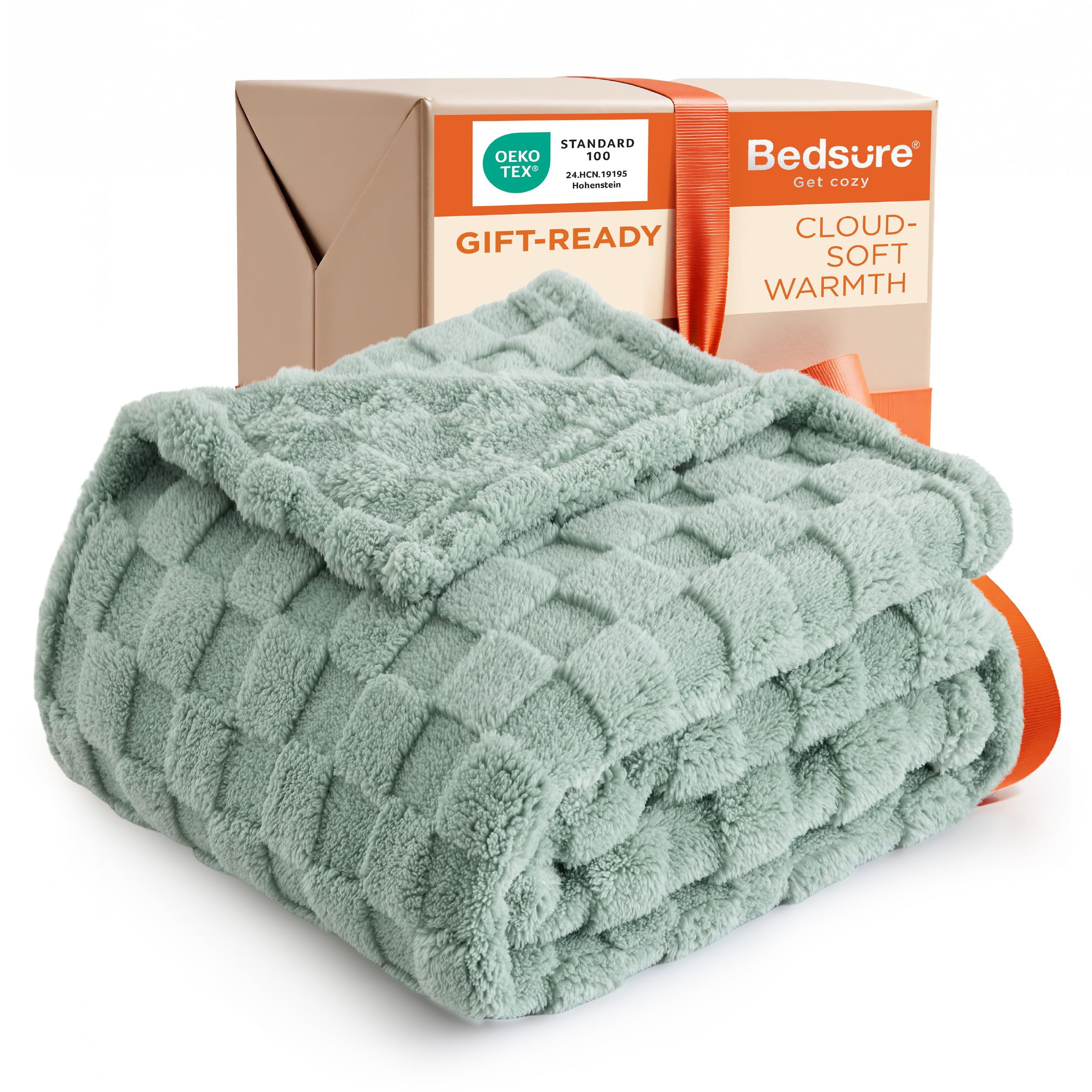 Bedsure GentleSoft Sage Green Throw Blanket for Couch - Checkered Fleece Blankets Gifts for Women Men Girls, Cute Soft Cozy Throw for Bedroom Home Decor Gifts, 50x60 Inches