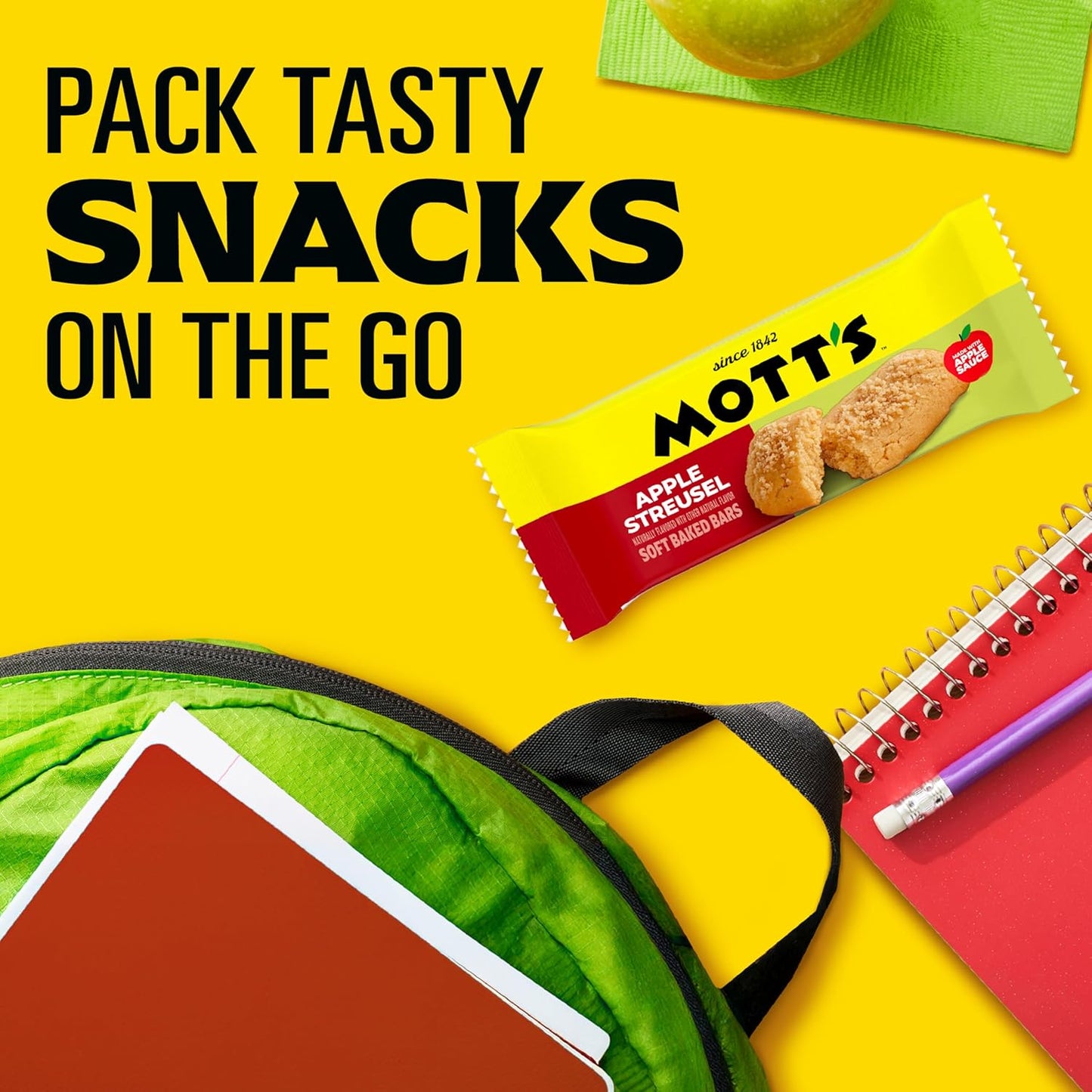 Mott's Soft Baked Bars, Apple Streusel, Made with Applesauce, 6 Ct, 5.76 oz
