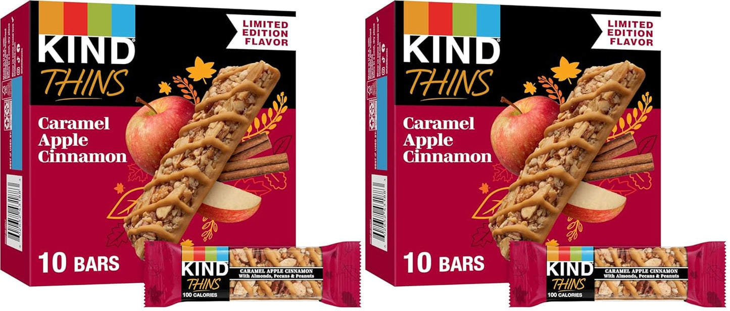 KIND Thins Snack Bars, Dark Chocolate Nuts & Sea Salt, Gluten Free, Low Calorie, Healthy Snacks, 4g Sugar, 10 Count