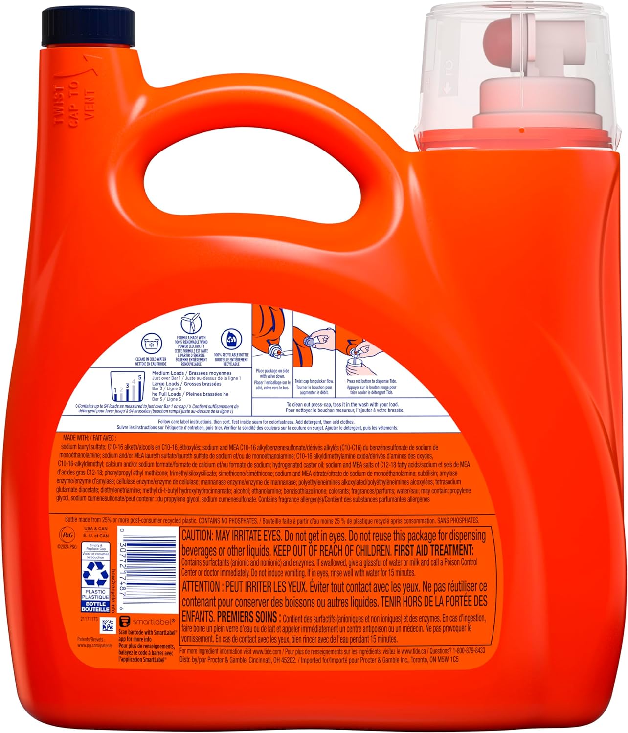 Tide Plus Boost of Ultra Downy Liquid Laundry Detergent, April Fresh Scent, 132 fl oz, 94 Loads, Laundry Detergent Liquid with Long-Lasting Freshness