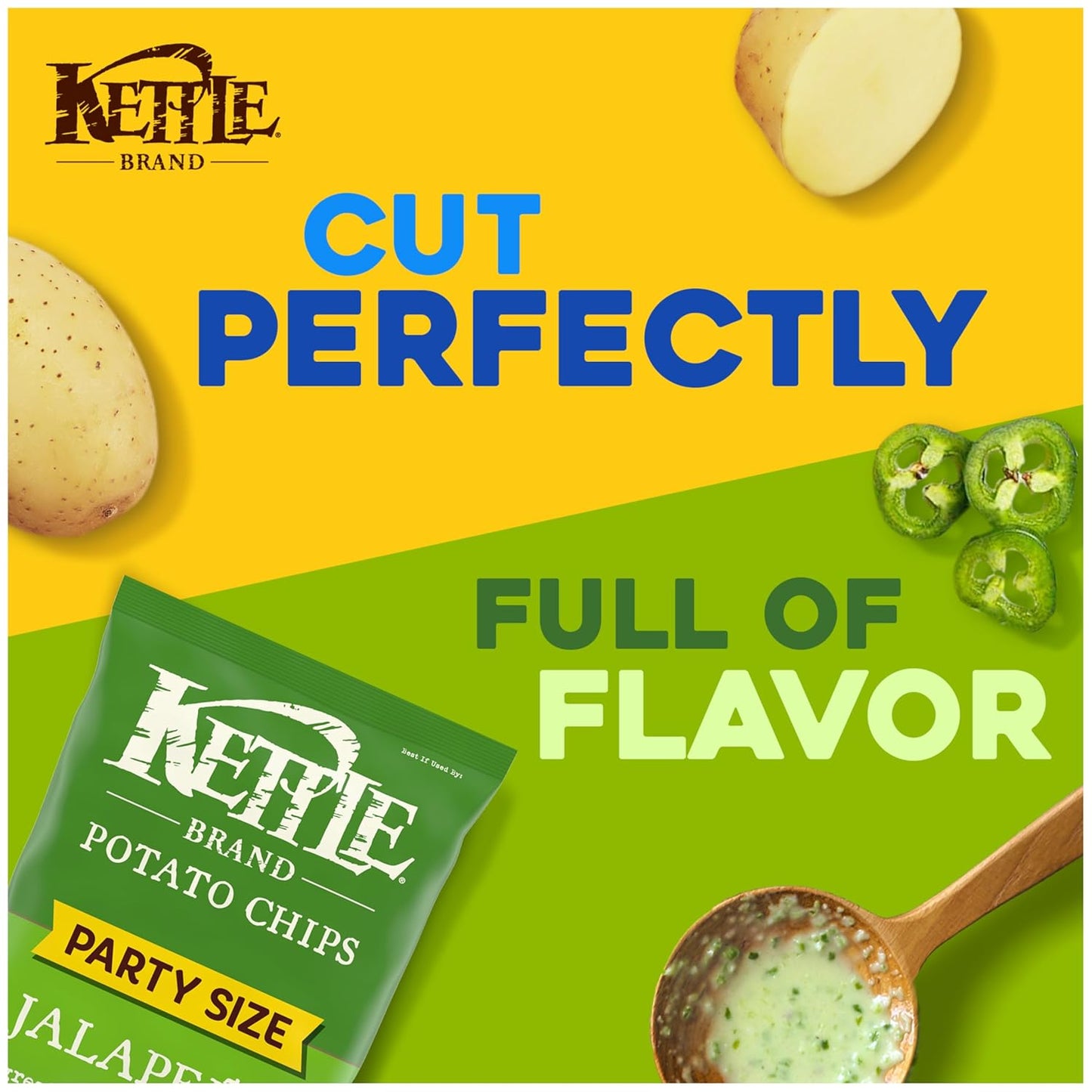Kettle Brand Potato Chips, Jalapeno Kettle Chips, Party Size, 13 Oz