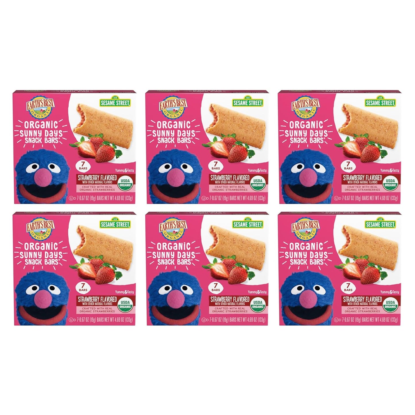 Earth's Best Organic Kids Snacks, Sesame Street Toddler Snacks, Organic Sunny Days Snack Bars for Toddlers 2 Years and Older, Blueberry with Other Natural Flavors, 7 Bars Per Box