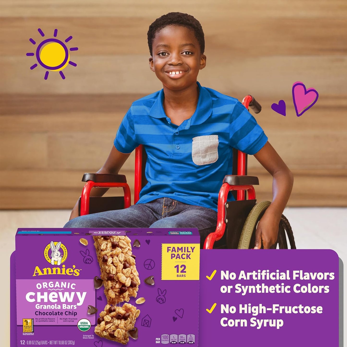 Annie's Organic Chewy Granola Bars, Chocolate Chip, 12 ct
