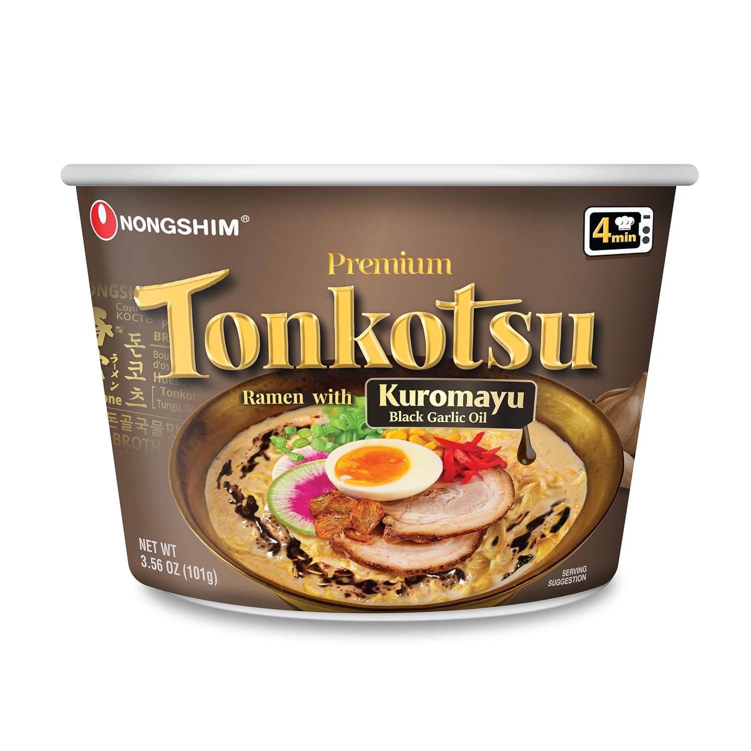 Nongshim Tonkotsu Ramen with Kuromayu Noodle Big Bowl, 3.56 Ounce (Pack Of 6)