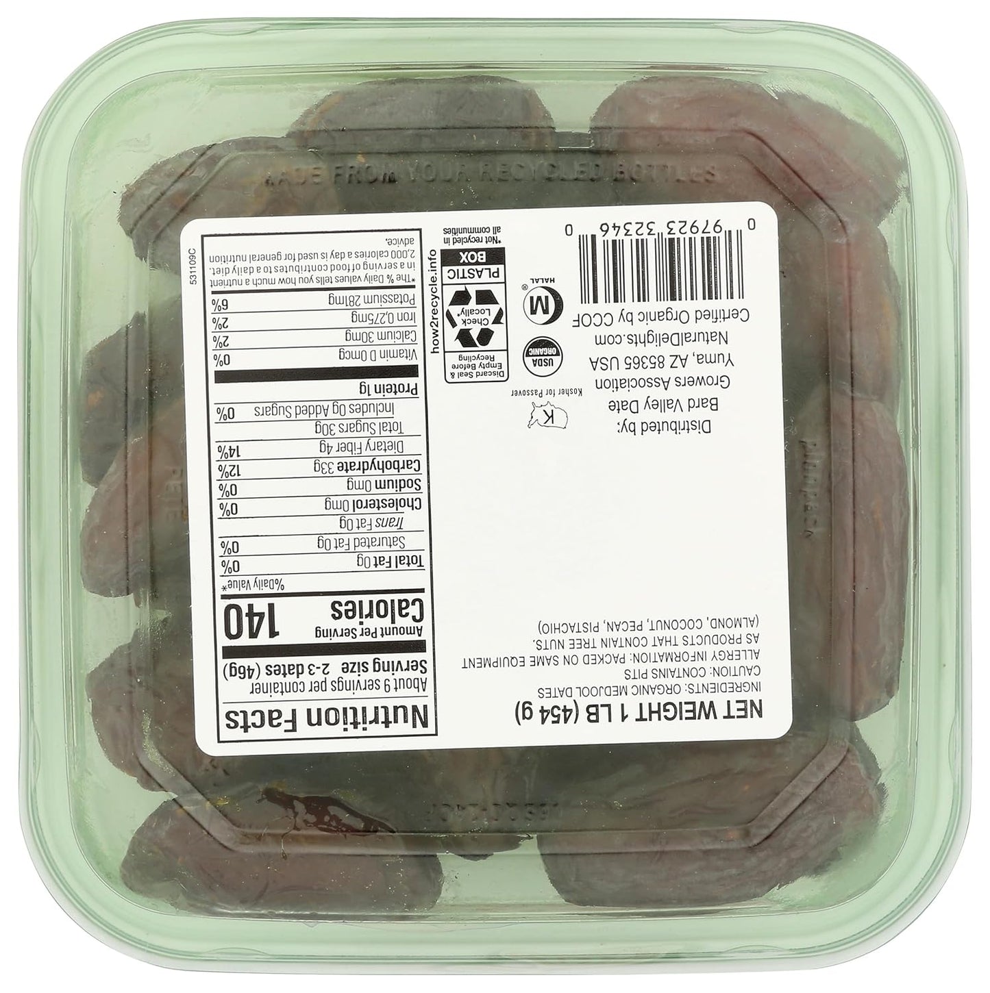 Natural Delights Fresh Medjool Dates (1 lb.) | Great Snacks for Adults and Kids | Non-GMO Verified | Superfood | No Sugar Added | Good Source of Fiber | 16 Vitamins & Minerals Packaging may vary