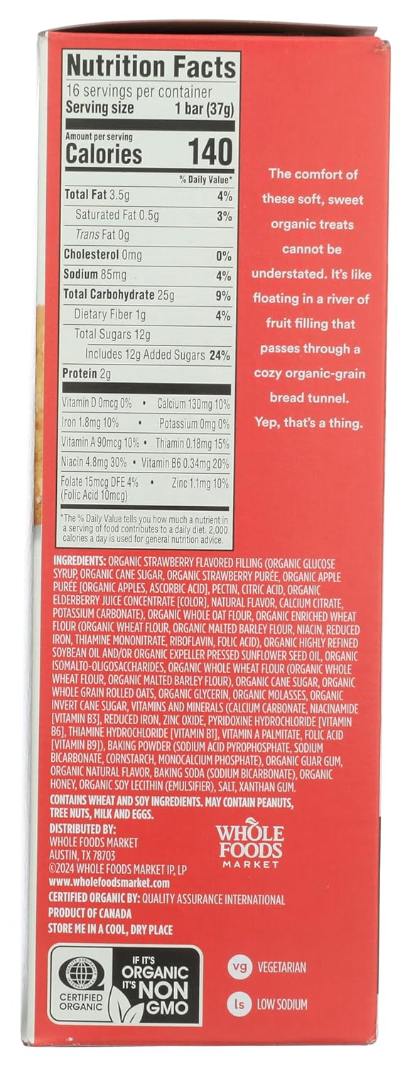 365 by Whole Foods Market, Organic Strawberry Fruit and Grain Bars, 20.8 Ounce, 16 Count