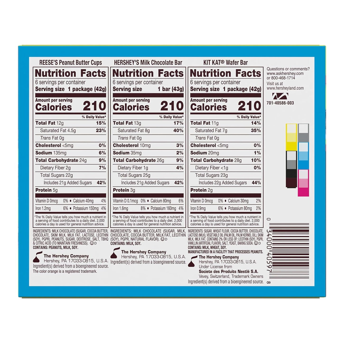 Hershey's assorted milk chocolate candy variety box 27.3 oz 18-count