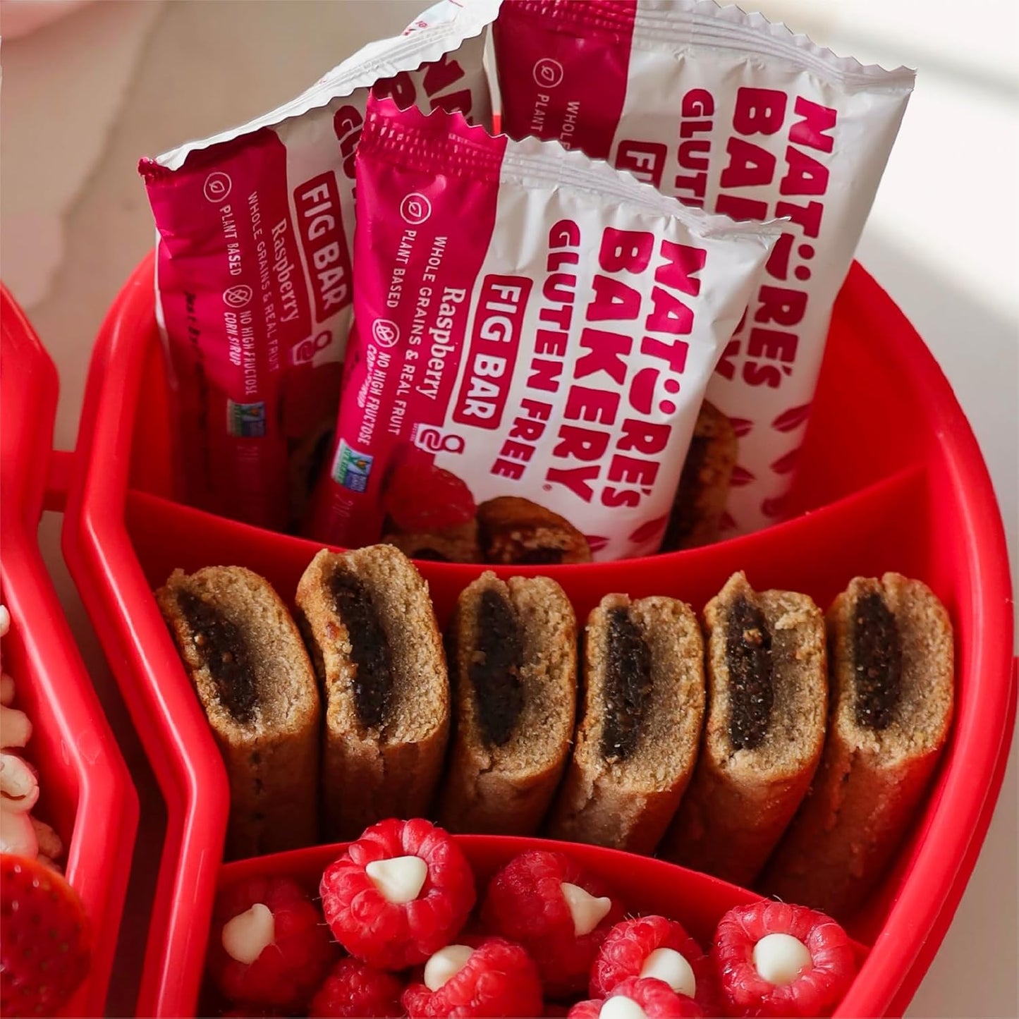 Nature’s Bakery Gluten Free Fig Bars, Raspberry, Real Fruit, Vegan, Non-GMO, Snack Bar, 1 box with 6 twin packs (6 twin packs)