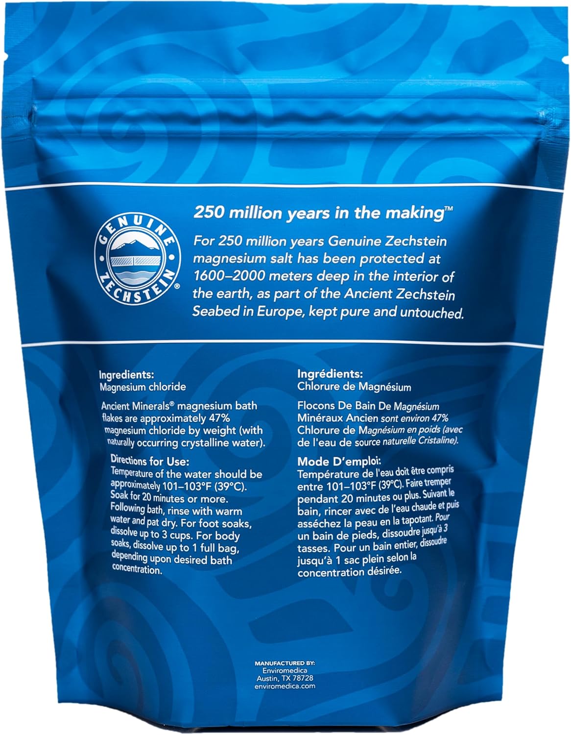 Ancient Minerals Magnesium Bath Flakes – Pure Zechstein Chloride, 1.65 lbs Bag
